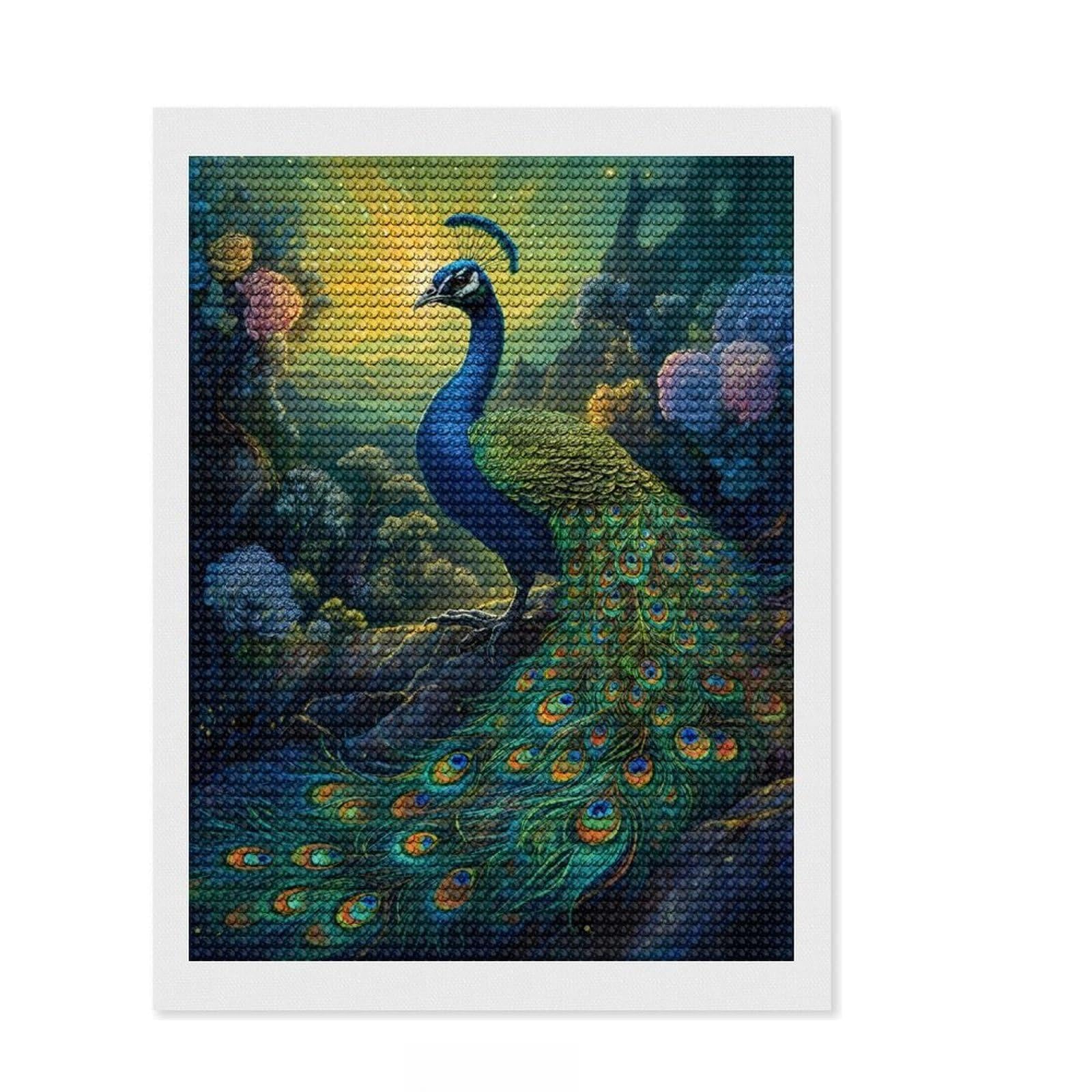 Junmoney Bird Paradise Diamond Painting Canvas Set 12"x16", Enjoyable At-Home Hobby, Adhesive Canvas, Cosy Home Accent, Christmas Gift