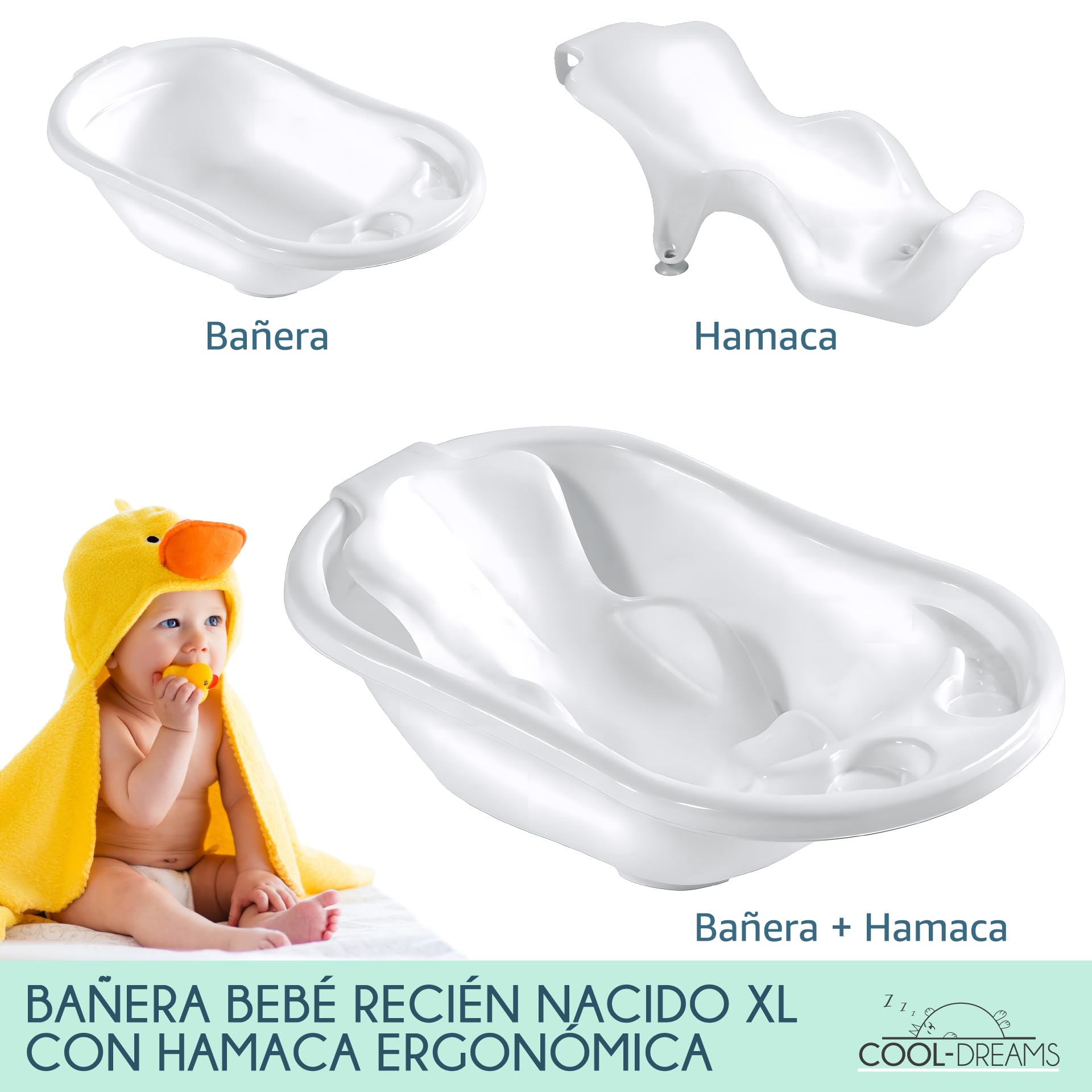 Bañera para bebé recién nacido hamaca ergonómica antideslizante CoolDreams