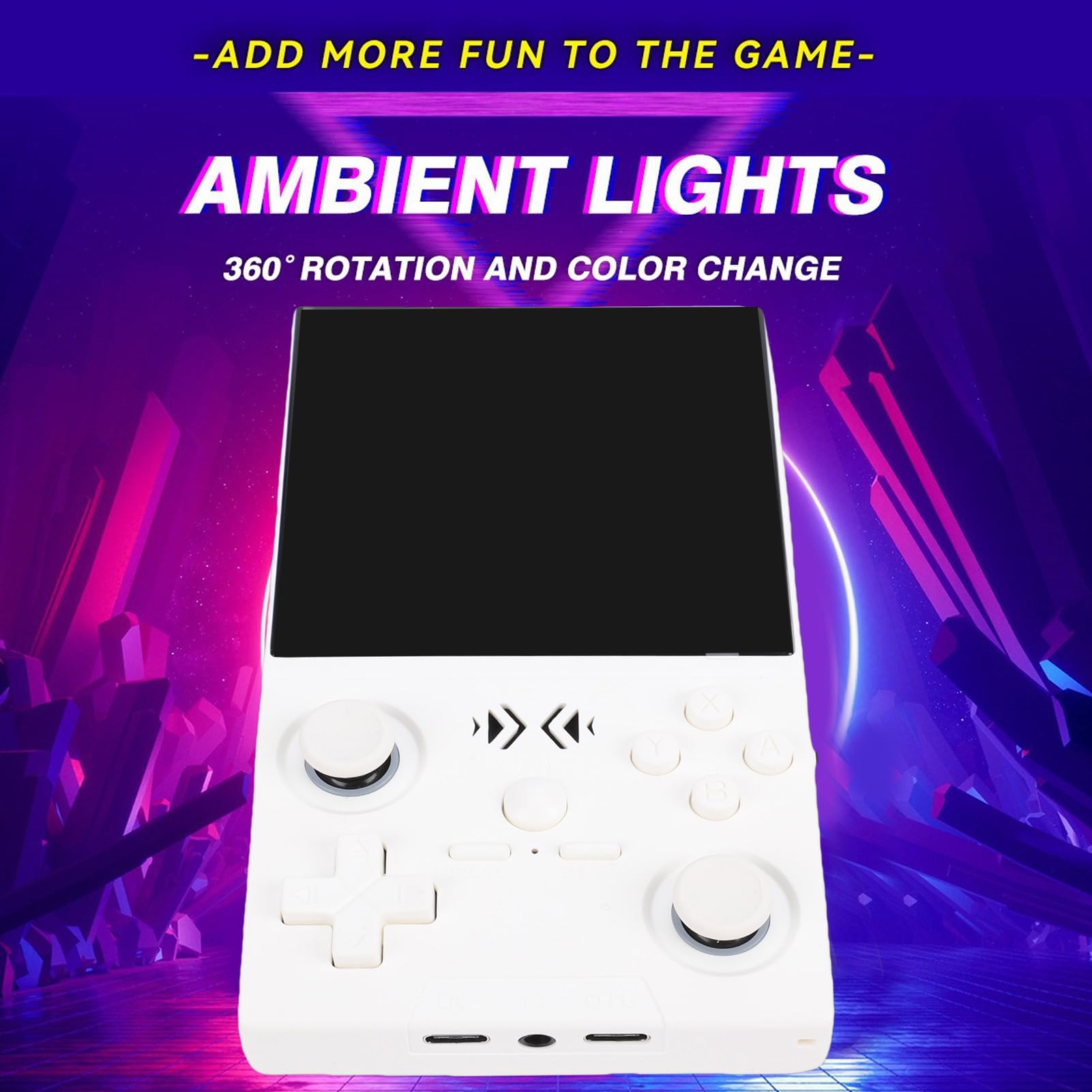 CHICIRIS Handheld-Spielekonsole, 4-Zoll-HD-Bildschirm mit Open Source, Wiederaufladbar über WLAN, Unterstützung für -Systeme (White)