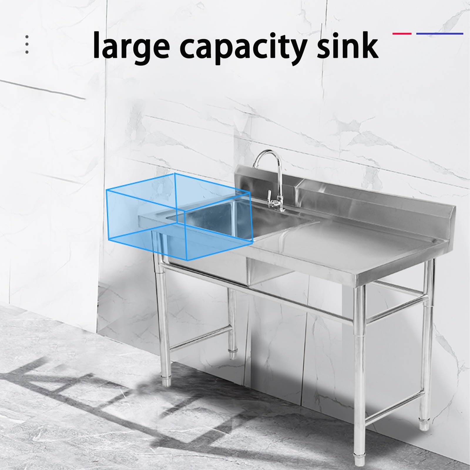 Küchenspüle edelstahl mobiles spültisch ​edelstahl spülbecken spülbecken edelstahl gewerbliche spüle außenbereich spülbecken Restaurantspüle mit Wasserhahn und Abtropffläche für Wäsche, Garage ( Size