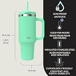 Contigo Streeterville Tumbler, 40 oz (1.18 L), bouteille d'eau en acier inoxydable isolée avec paille et filet de protection, récif