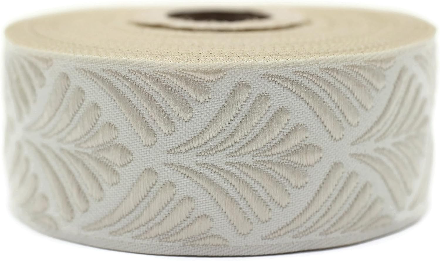 11 Yard Spool Cream Seashell Ribbon - 1.37 Inches Wide, Embroidered Woven Jacquard - 35273 V2