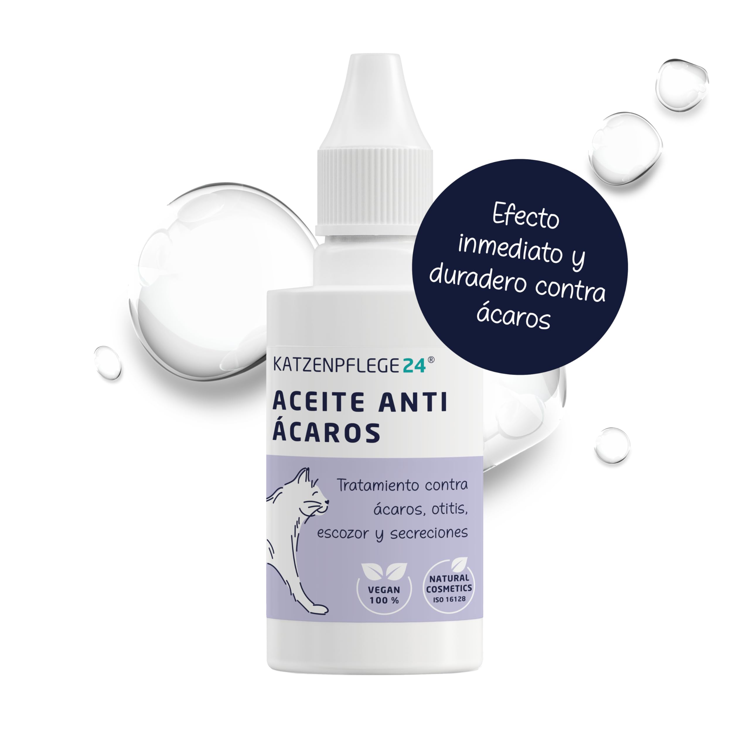 Aceite antiácaros Gatos y Perros 50ml - Efecto inmediato 100% Natural contra ácaros, Otitis, infecciones de oído, inflamación y escozor - Gotas infeccion oidos Perros y Gatos