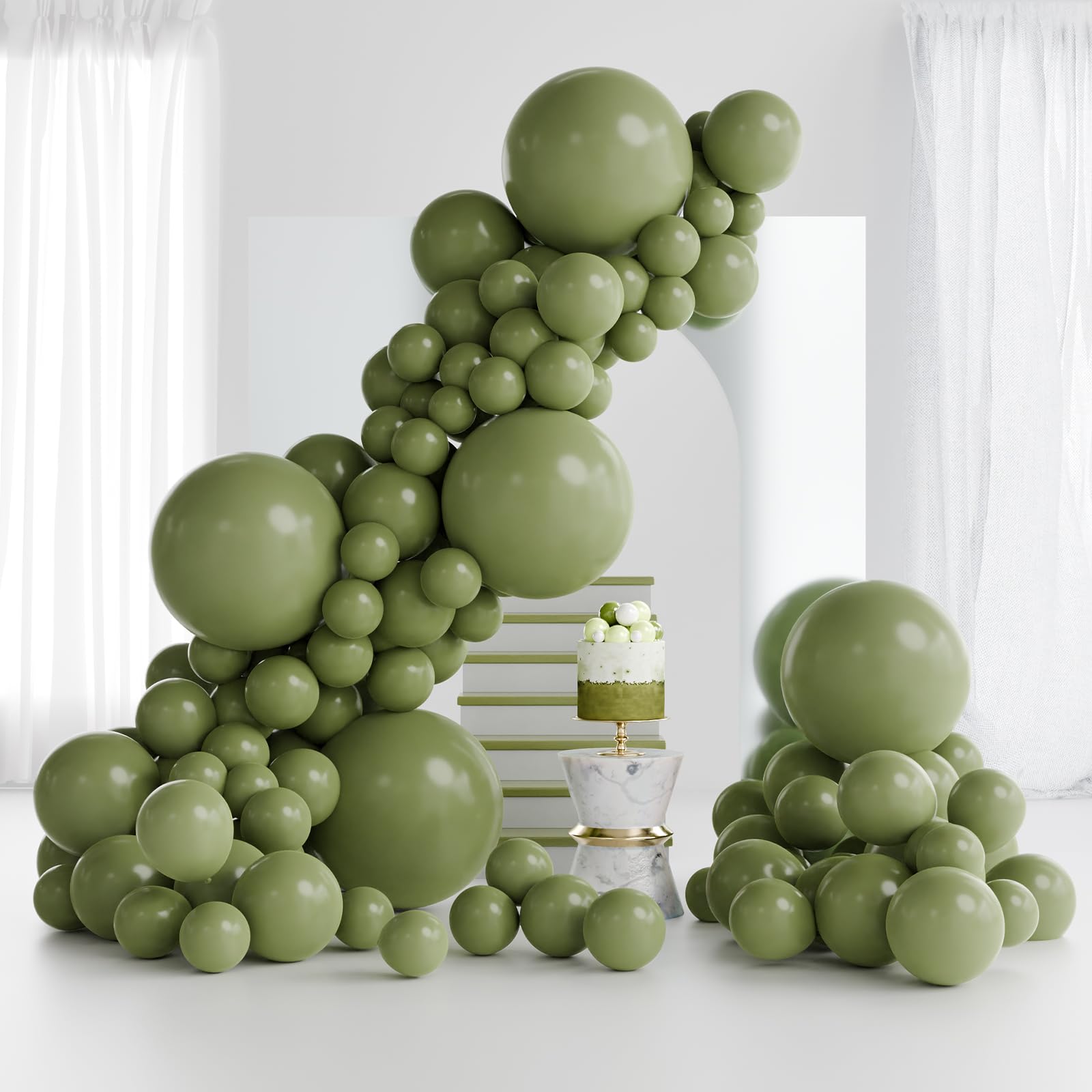 RUBFAC 145pcs Sage Green Latex Balloons 18 12 10 5 Inch Party Balloon Kit Different Sizes for Birthday Party Wedding Balloon Graduation Baby Shower
