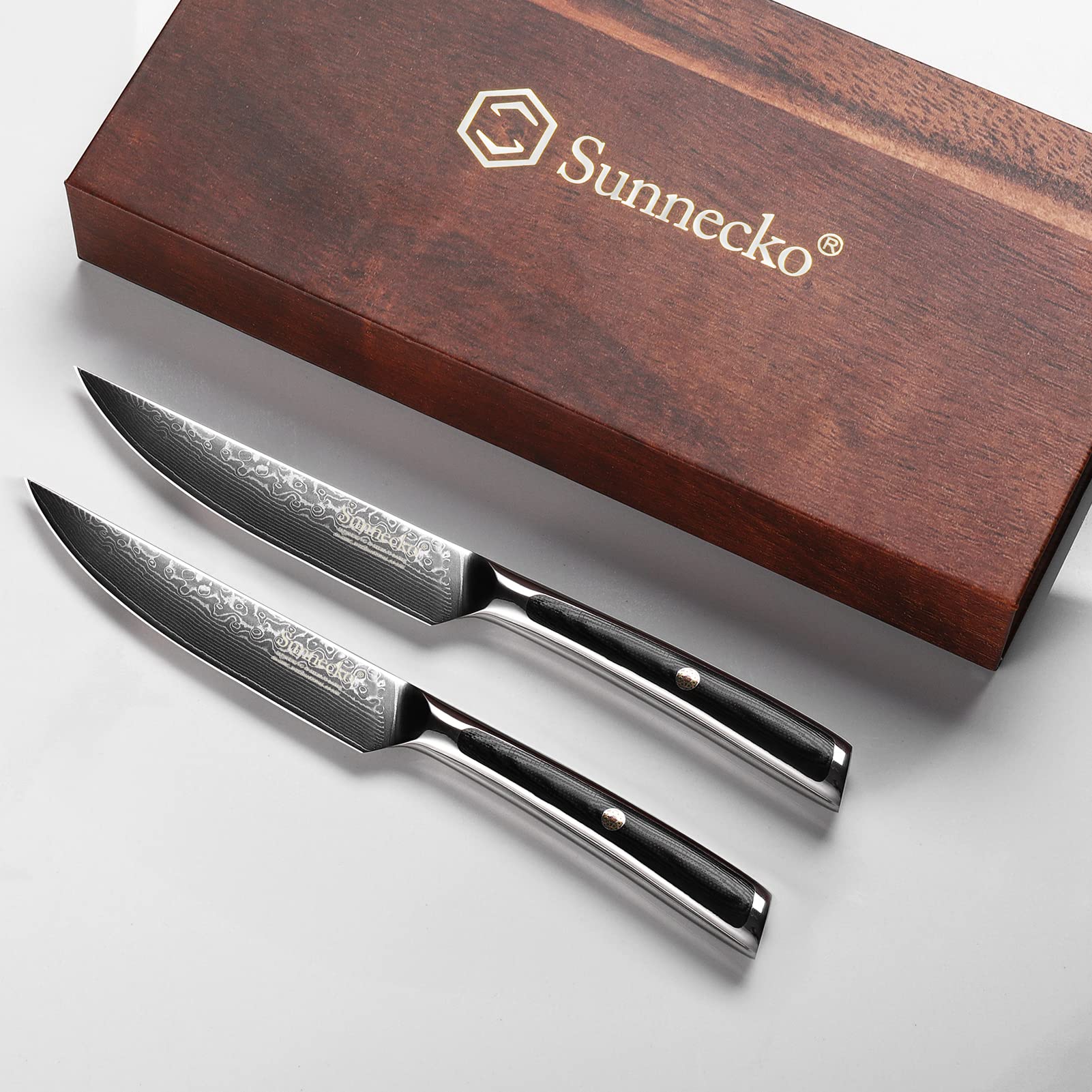 Amazon.com: Sunnecko Damascus Steak Knife Set Non Serrated