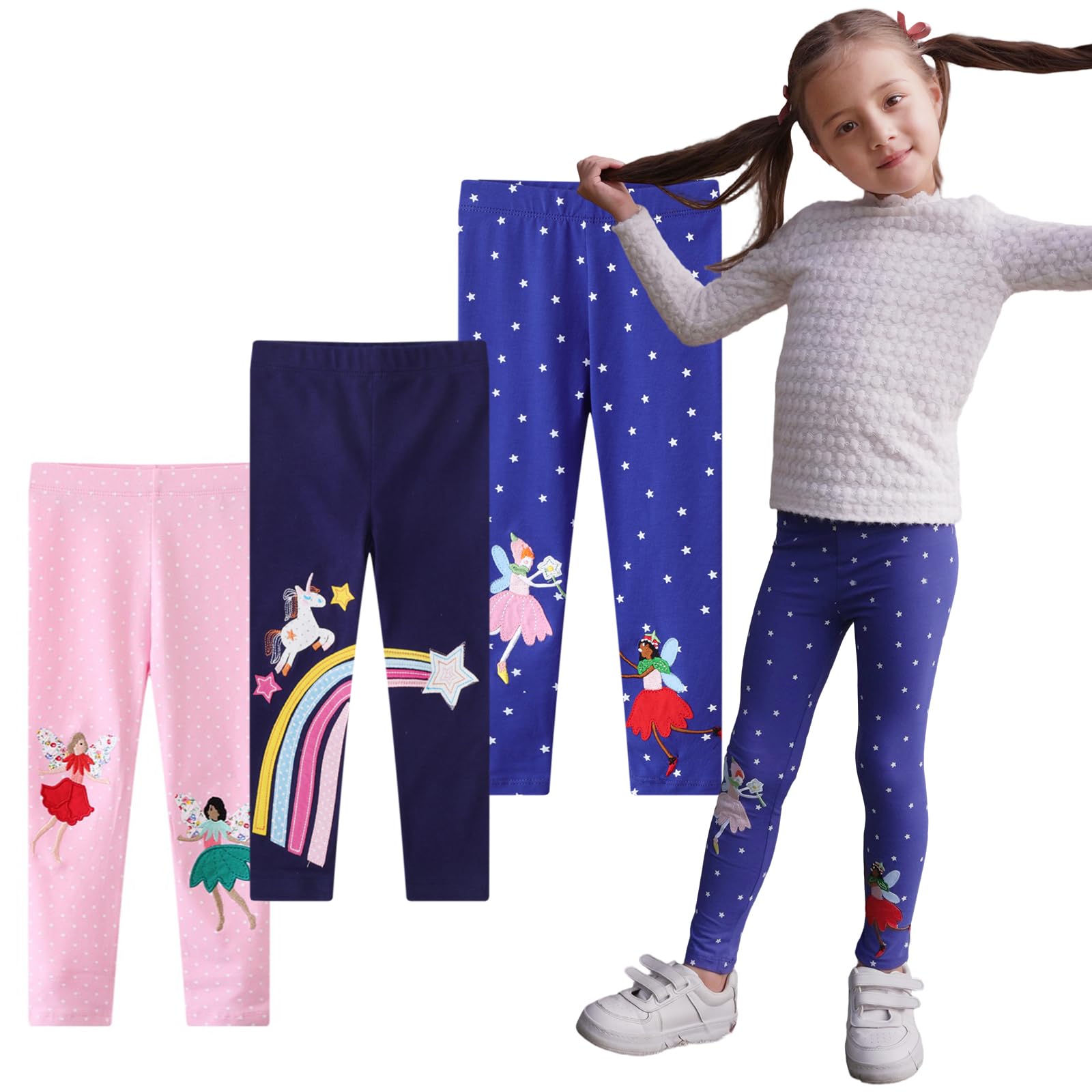 EmaoFun Leggins Bambina,Leggings Bambina 2-7 Anni Cotone Pantaloni.