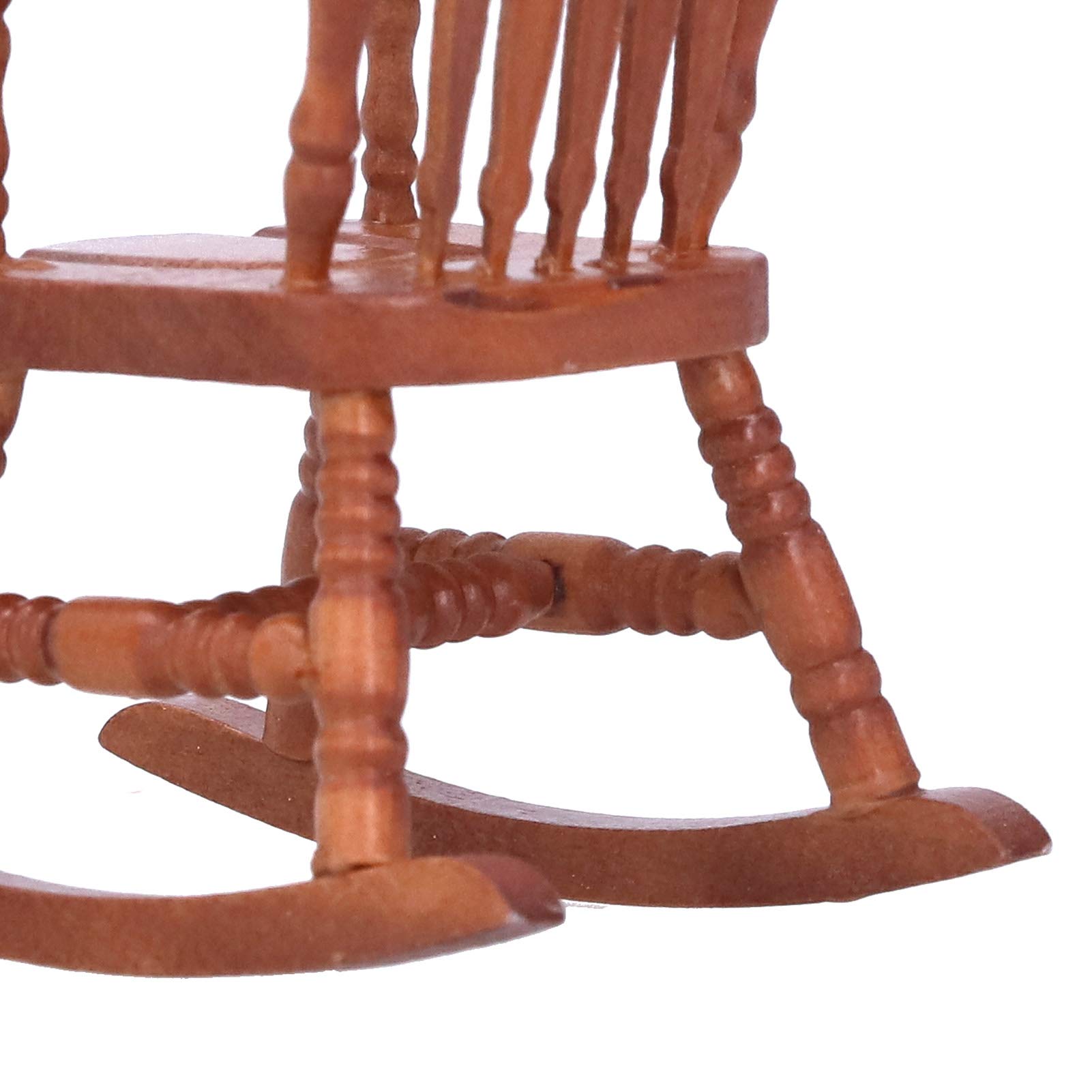 Chaise à Bascule 1:12 Pour Maison De Poupée Miniature En Bois Pour Maison De Poupée, Accessoires De Décoration (rouge