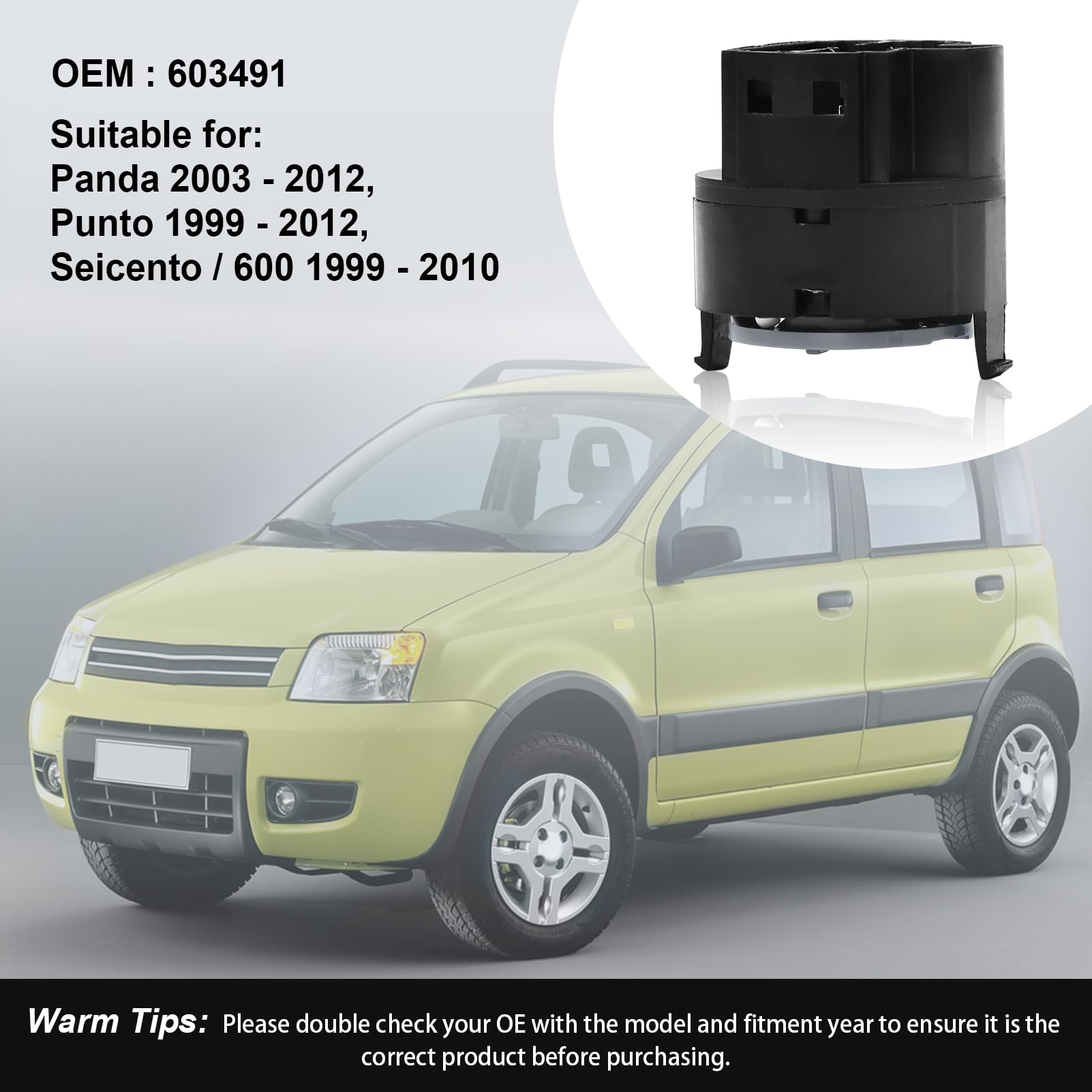 Blocchetto Accensione per Punto 99-12 Panda 03-12 Seicento 99-10 603491 | Interruttore avviamento auto a 7 pin, plastica ABS resistente, ricambio plug and play diretto per veicoli