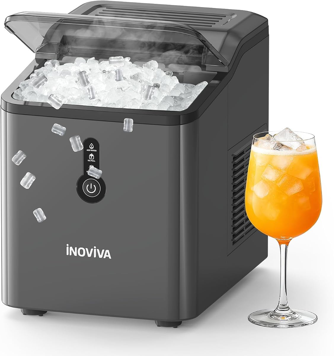 Nugget Ice Makers Countertop – 6 Mins Fast Ice Production, FLASHCHILL™, 26.5 LBS/Day, Self-Cleaning, Compact Portable Design, Ideal for Home, Office & Parties