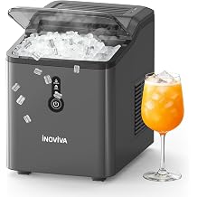 INOVIVA Nugget Ice Makers Countertop 6 Mins Fast Ice Production, FLASHCHILLTM, 26.5 LBS/Day, Self-Cleaning, Compact Portable Design, Ideal for Home, Office & Parties