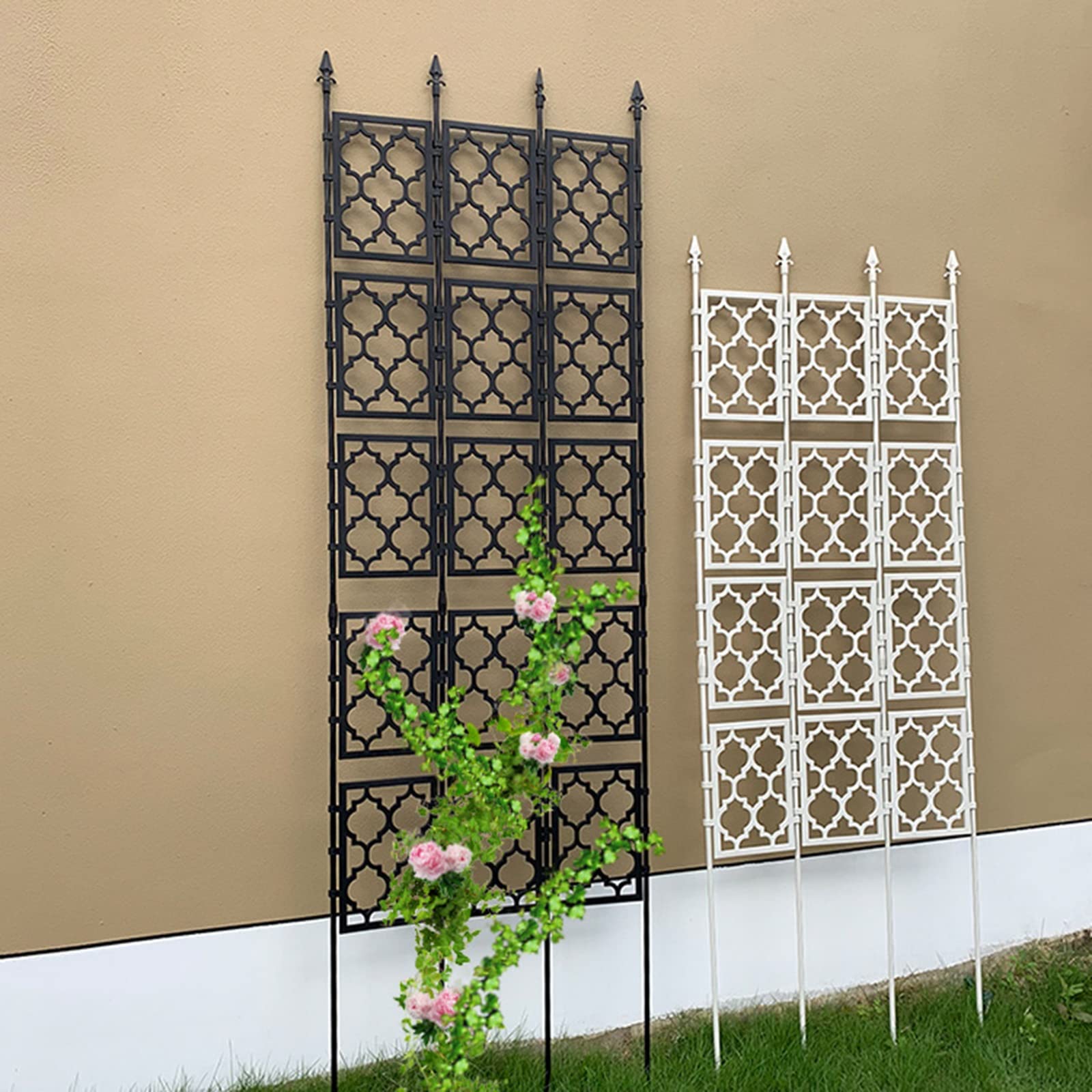 Treillis de jardin en métal pour plantes grimpantes - Panneau mural extérieur antirouille pour vignes, fleurs, plantes en pot, roses, légumes et concombres - Vert - Durable et élégant