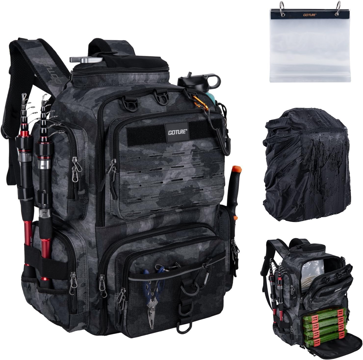 Goture Sac de pêche 45 L Oxford 900D imperméable bandoulière randonnée