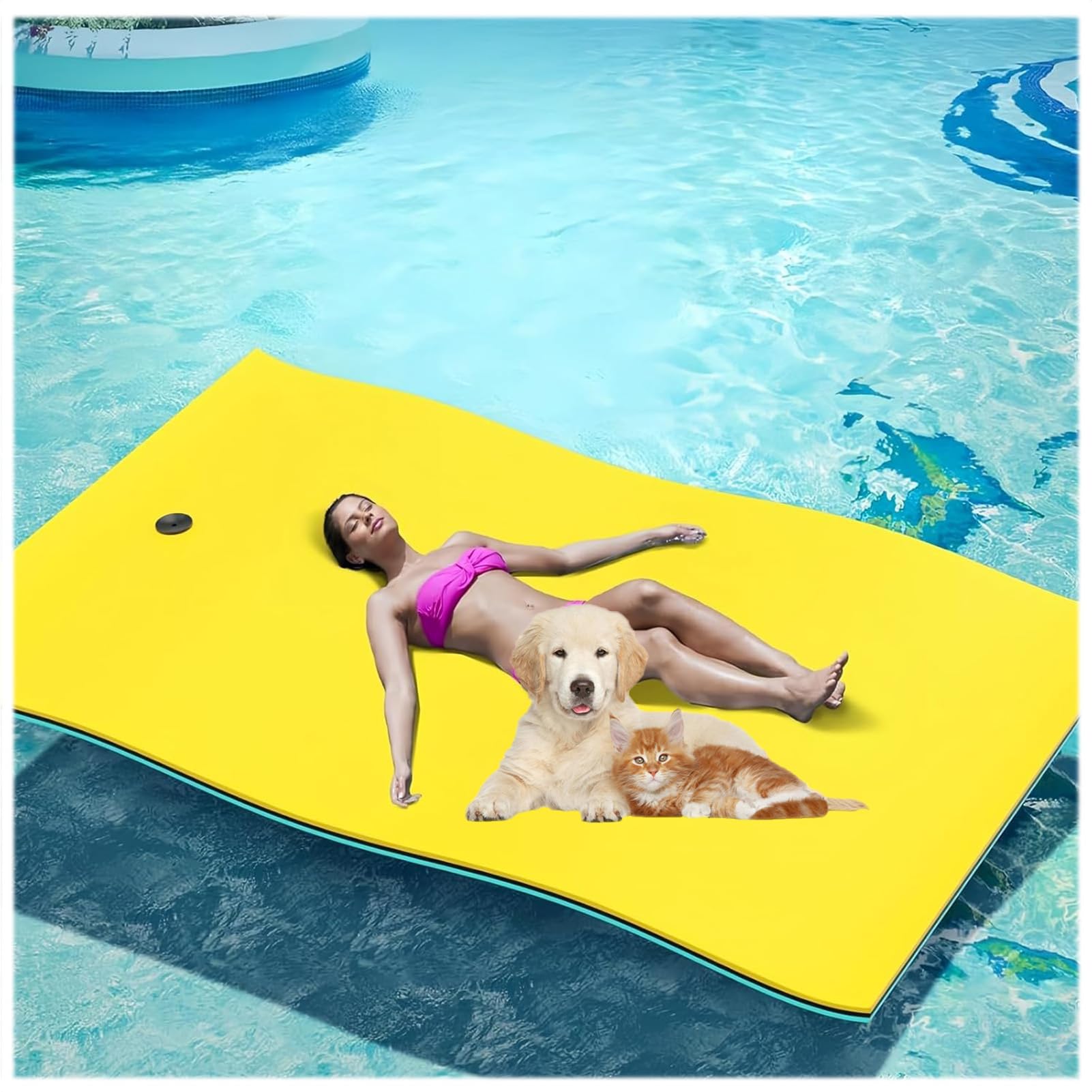 Tapis d'eau flottant à 3 couches en mousse XPE indéchirable pour lac, piscine, océan, plage et bateau, usages multiples pour s'amuser en plein air