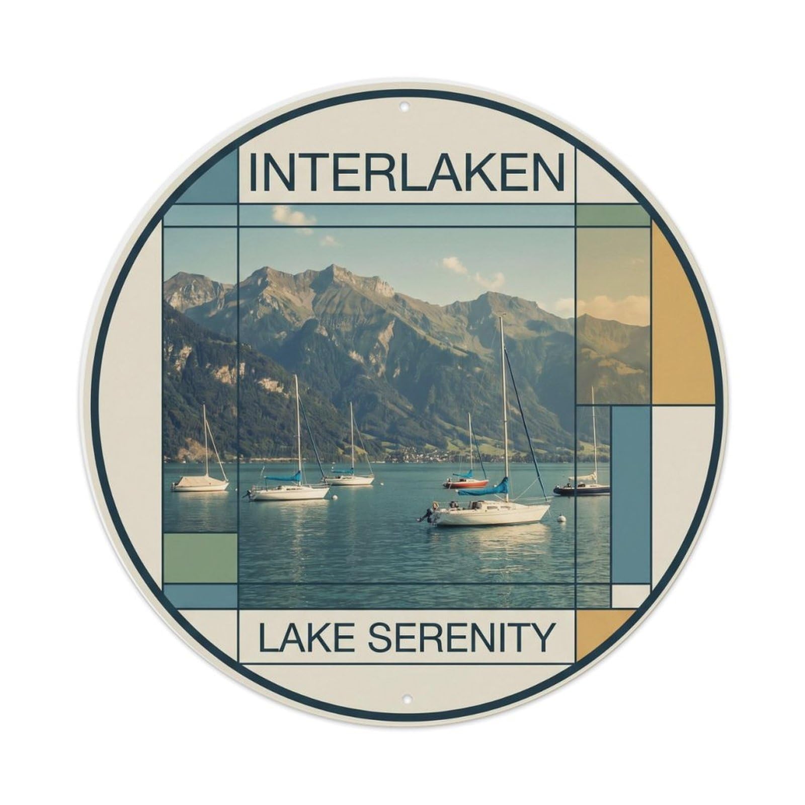 Fqnyr Style Vintage Travel Lake View Switzerland Metal Tin Sign