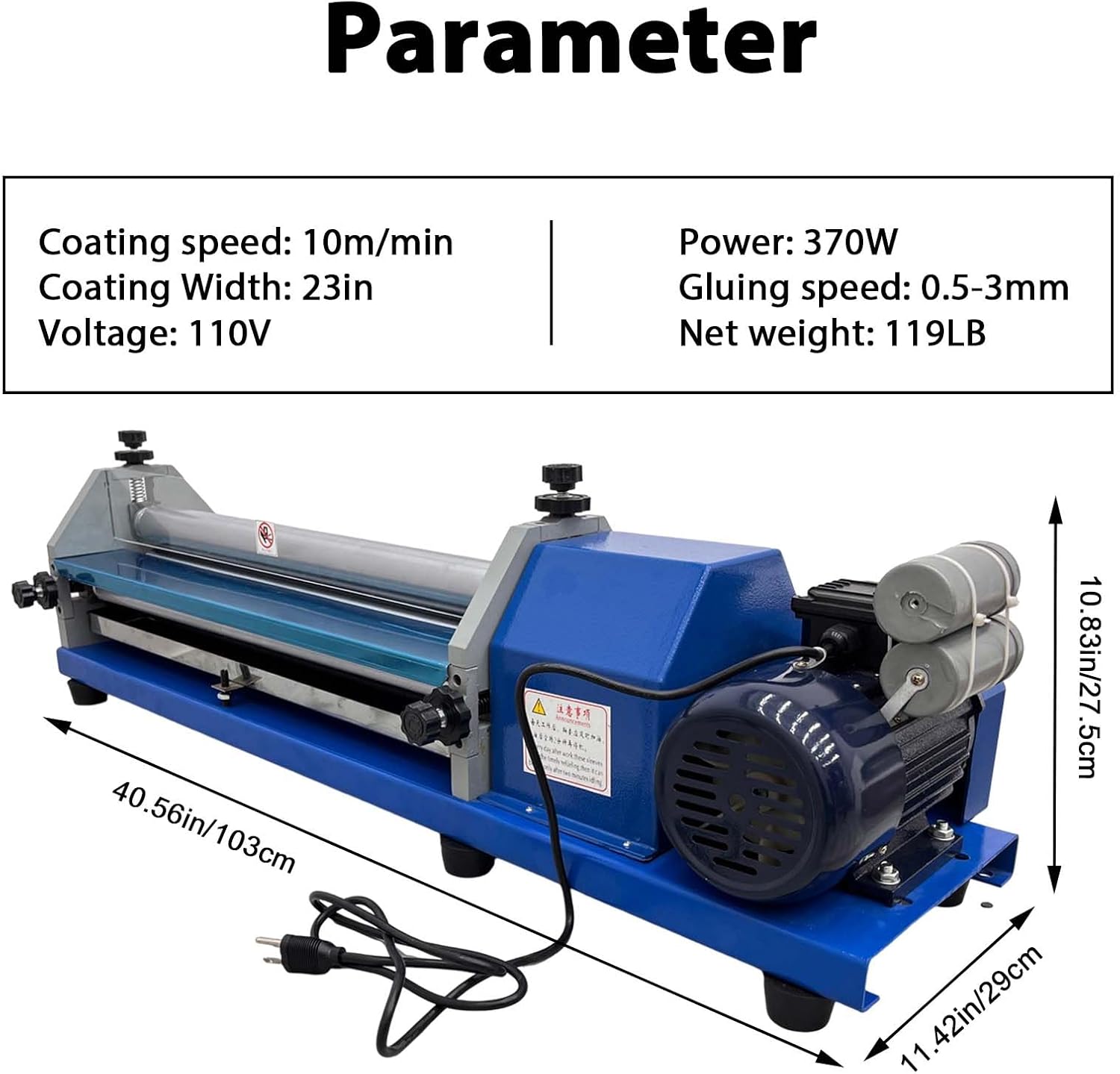 23In Automatic Gluing Coating Machine, 10m/min Coating Speed 0.5-3mm Adjustable Thicknesses, Paper Leather Gluing Machine With Three Stainless Steel Rollers