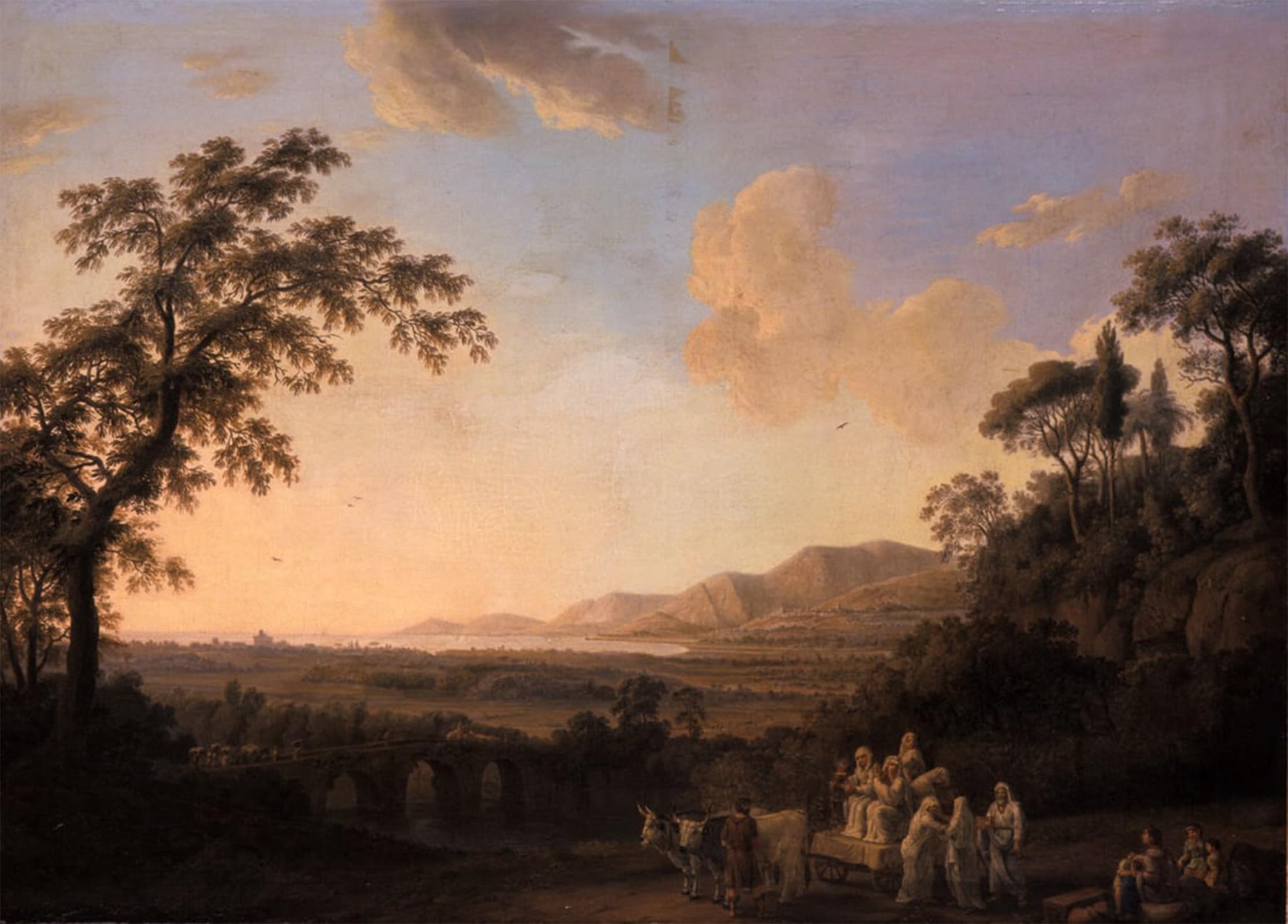 ARTXLXXBN Famous Art Print Poster Vintage Wall Art Idyllic Landscape At Dusk by Jacob Hackert Canvas Art Poster for Home Decor 60x90cm