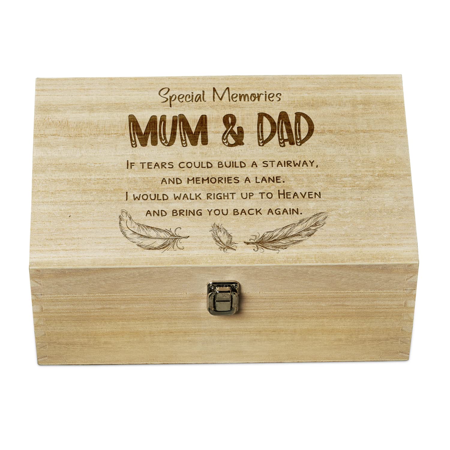 ukgiftstoreonline Mum and Dad Remembrance Large Wooden Memory Keepsake Box Gift