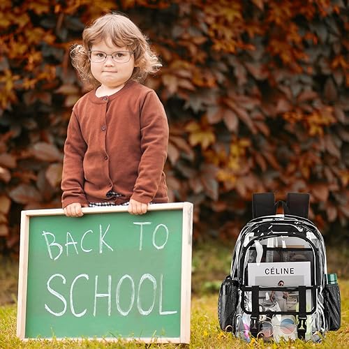 Miniatura 6 de Mochila transparente, bolsa transparente grande aprobada para estadios, resistente de PVC, transparente, mochilas para universidad, Gris, Mochilas