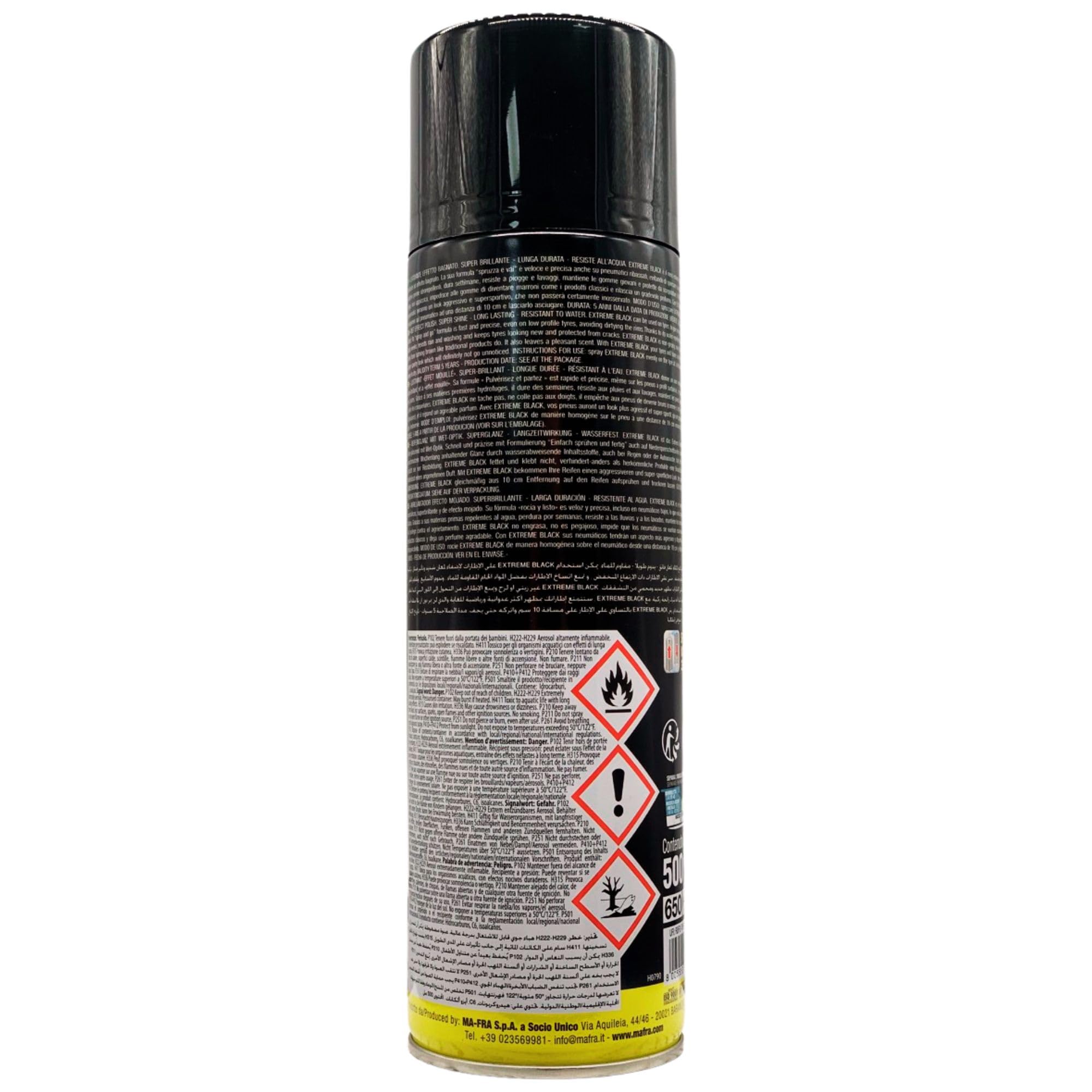 FEI FAN Lucidante Effetto Bagnato per Gomme Extreme Black Super Brillante, Lunga Durata e Resistente all'Acqua. Nero Estremo per Le Gomme 500ml (2 Spray)