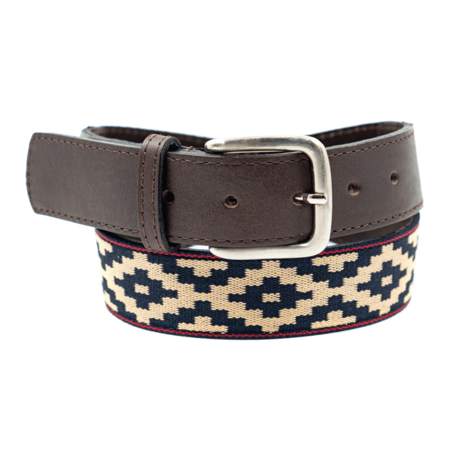 Photo 1 of GauchoLife Guarda Pampas Polo Belt – Handmade Woven Leather Golf Belt for Men (Brown/Pampa Blue, 44)