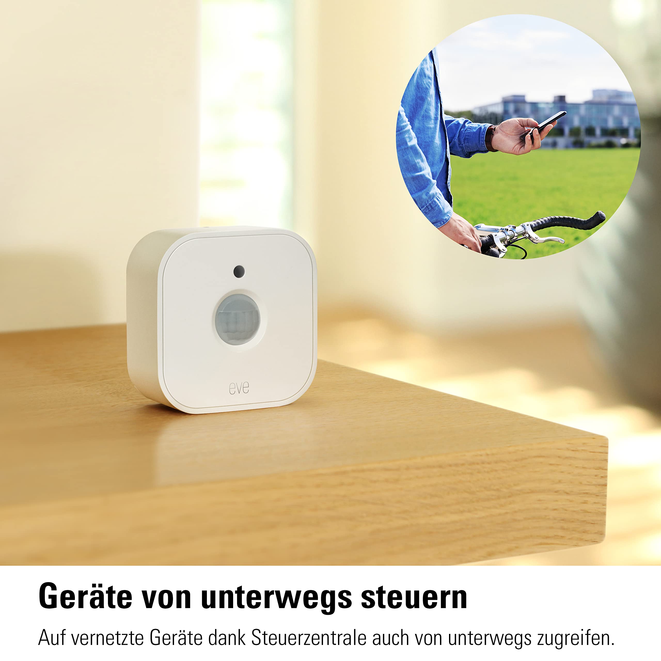 Eve Motion (Matter), Bewegungsmelder mit Lichtsensor (Innen-/Außenbereich), smarte Licht-/Geräte-Steuerung, kompatibel mit Alexa, Apple Home, Google Home, SmartThings, Thread Border Router erforderl