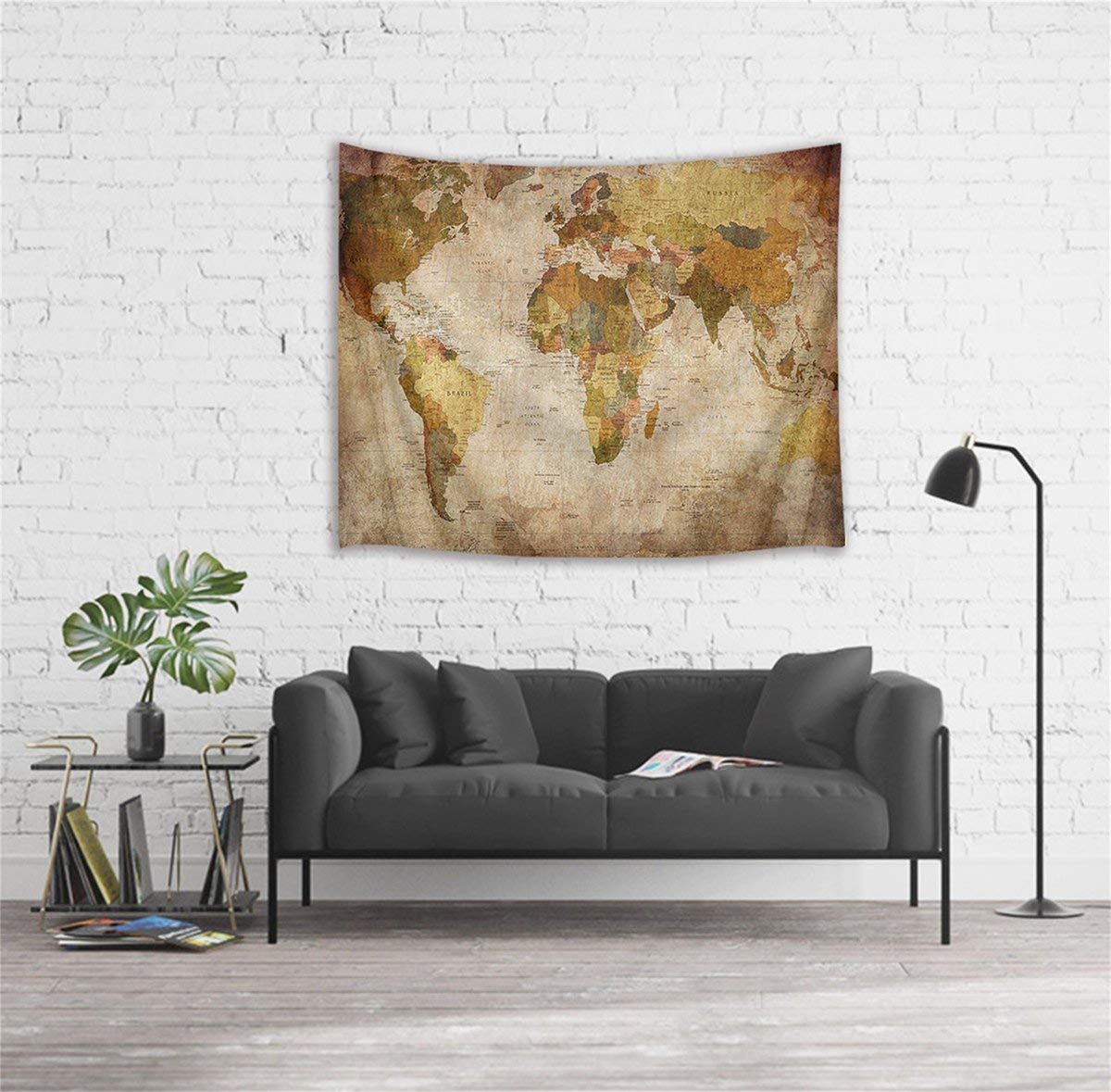 Amazon.co.jp: LBヴィンテージ風タペストリー 世界地図ワールドマップ