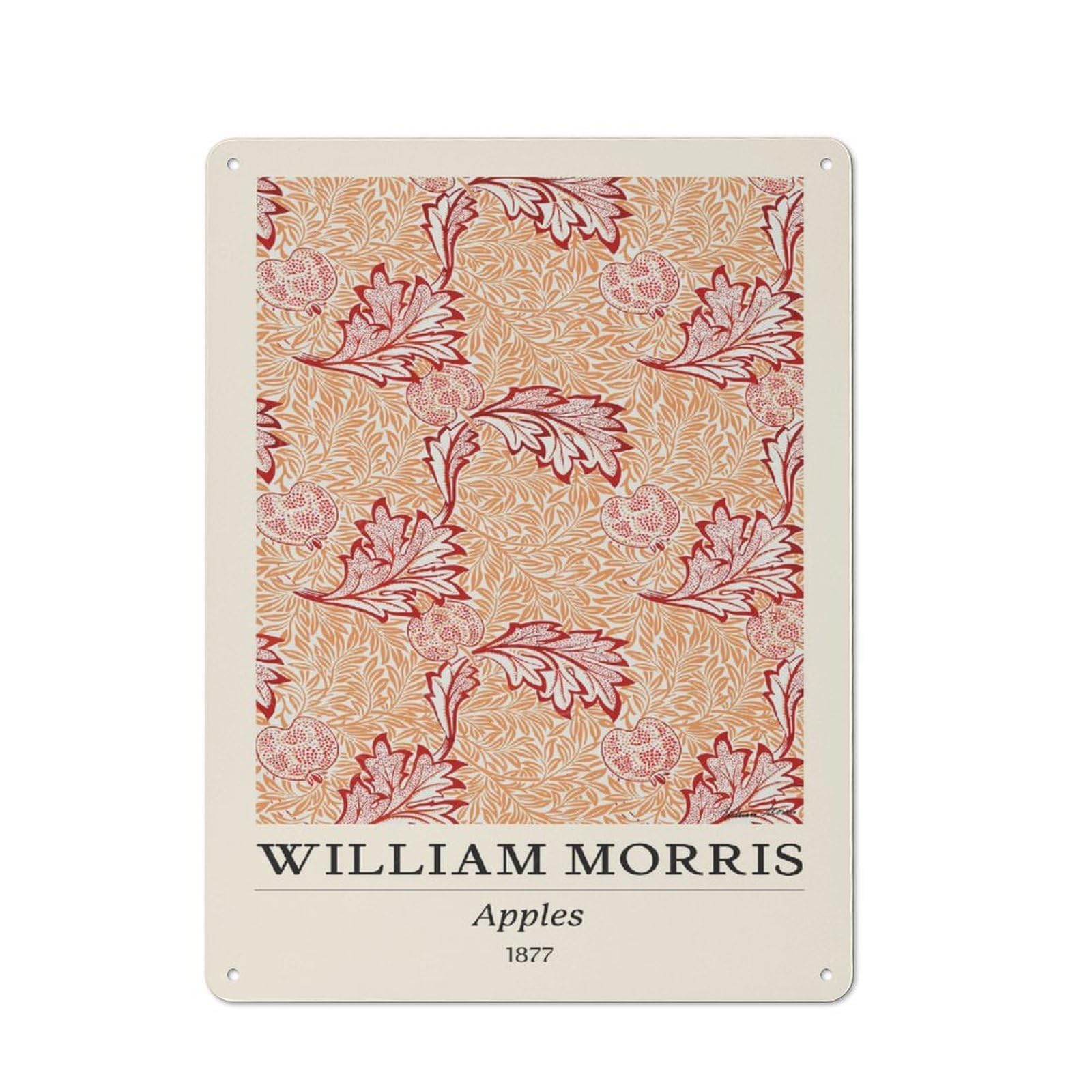 Junmoney Style-5 Retro Metal Sign With William Morris Apples Botanical Design 40X30cm, Weathered Look Shed Wall Plaque For Garage, Workshop, Shed Or Utility Room
