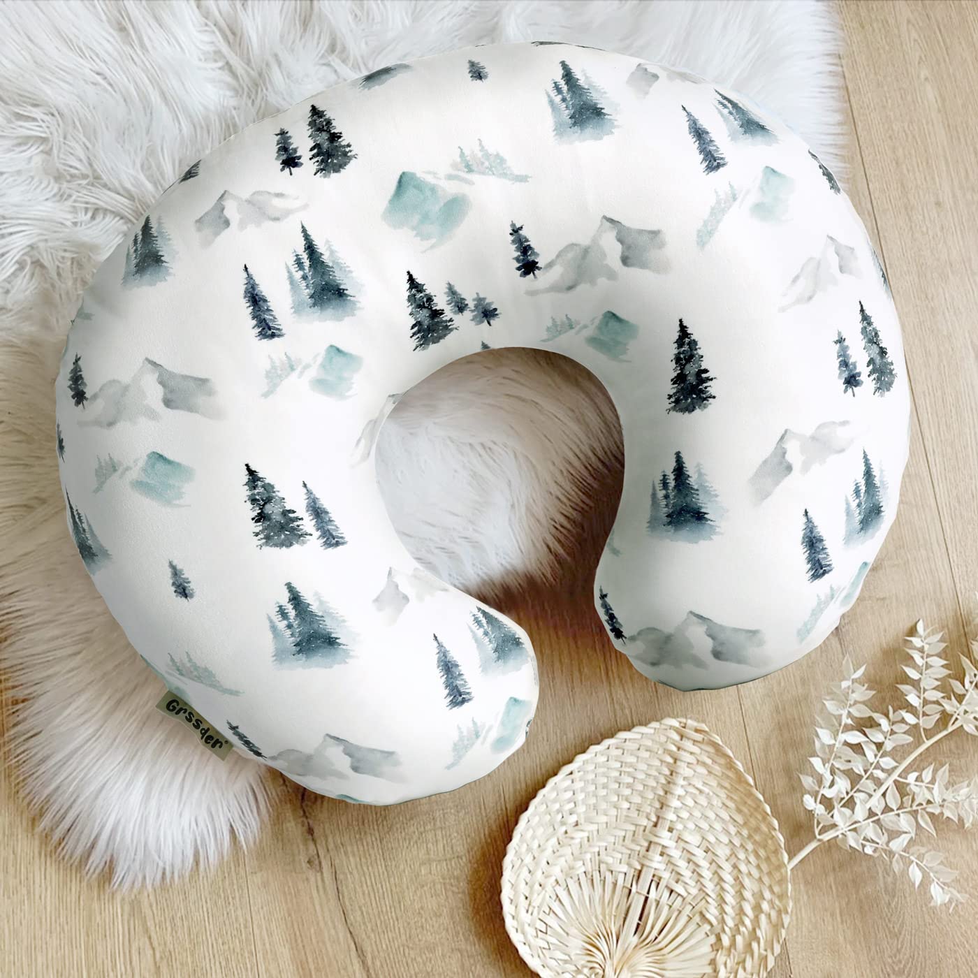 GRSSDER Nursing Pillow Cover Stretchy Minky Removable Nursing Covers for Breastfeeding Pillows, Ultra Soft Comfortable Slipcover for Boys, Wild Forest Pattern - Image 3