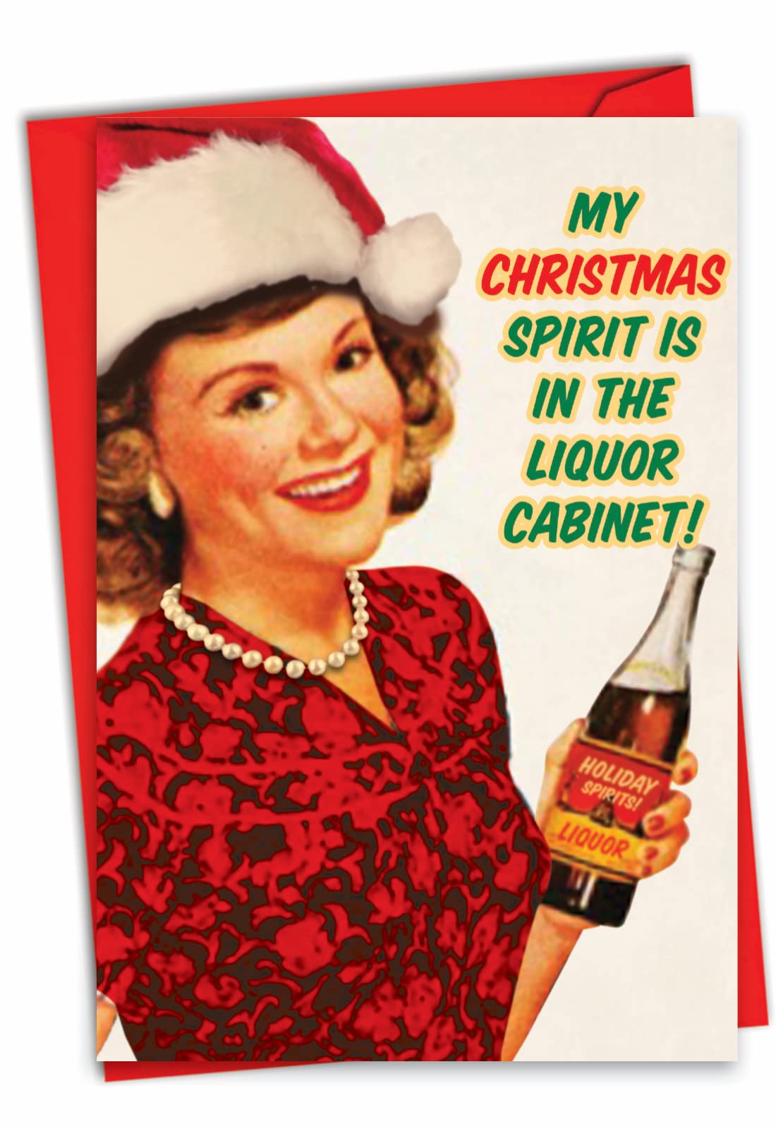 NobleWorksFunny Merry Christmas Card with Envelope - Xmas Notecard for the Holidays - Christmas Spirit 1141