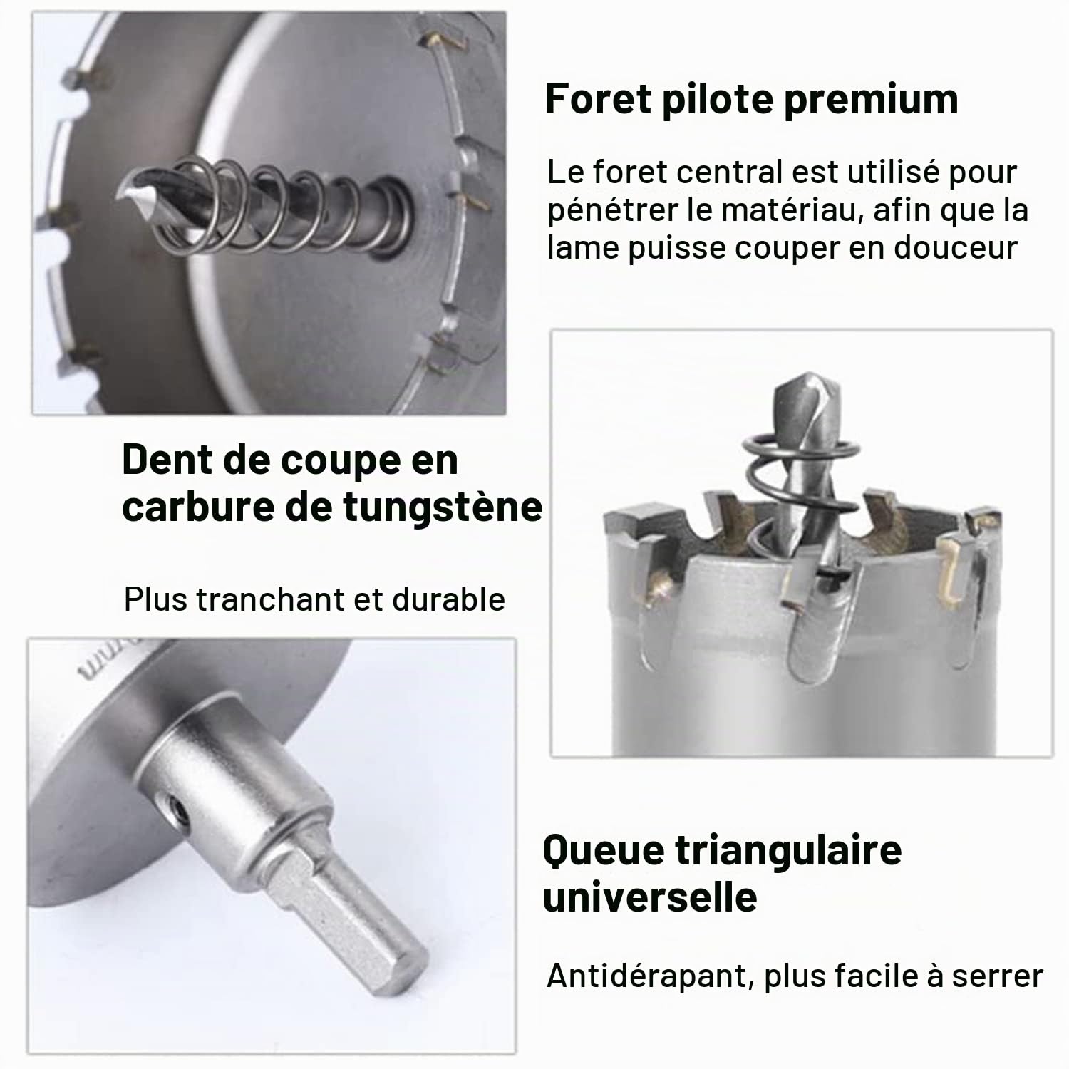 Lot de 23 scies cloches TCT, en carbure de tungstène, 16 à 100 mm, en acier inoxydable, fer, cuivre