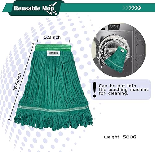 Miniatura 23 de Cabezal de trapeador de limpieza industrial húmedo de alta resistencia, repuesto de cabezal de trapeador de algodón perfecto, lavable de algodón