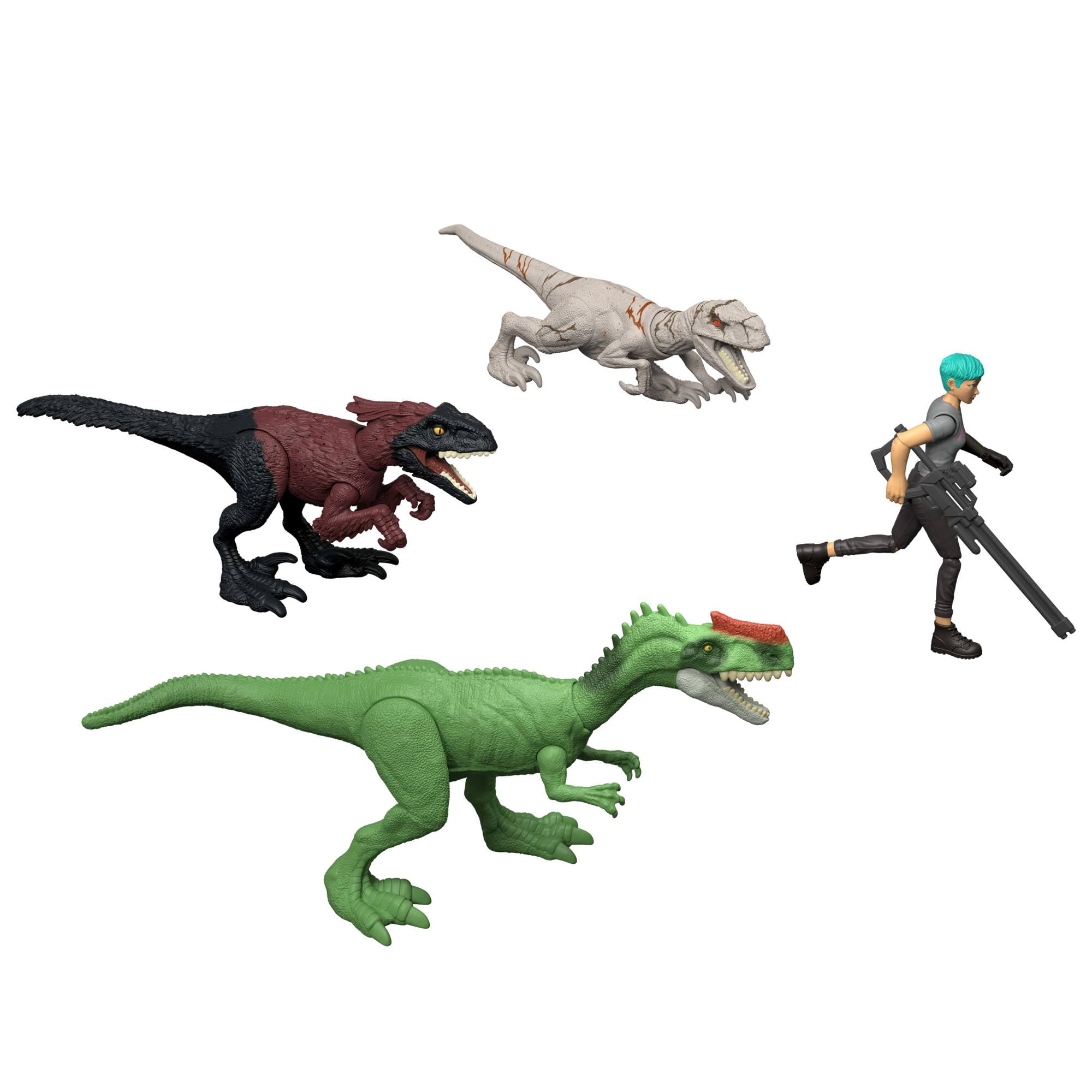 Mattel Jurassic World Teoría del Dinocaos Calendario de Adviento con 12 Puertas, 12 días de sorpresas, Smoothie y Otras 9 Figuras de Dinosaurios, Figura de Brooklynn, JGM17