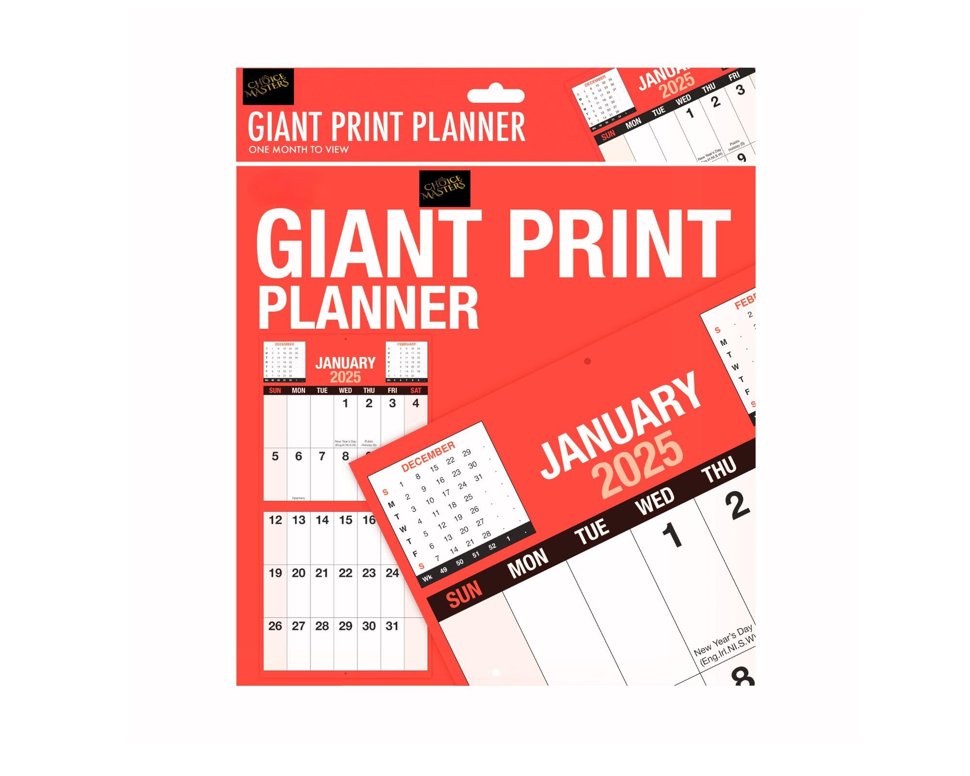 2025 Giant Print Calendar | Month to View | Wall Planner | Wall Hanging ...