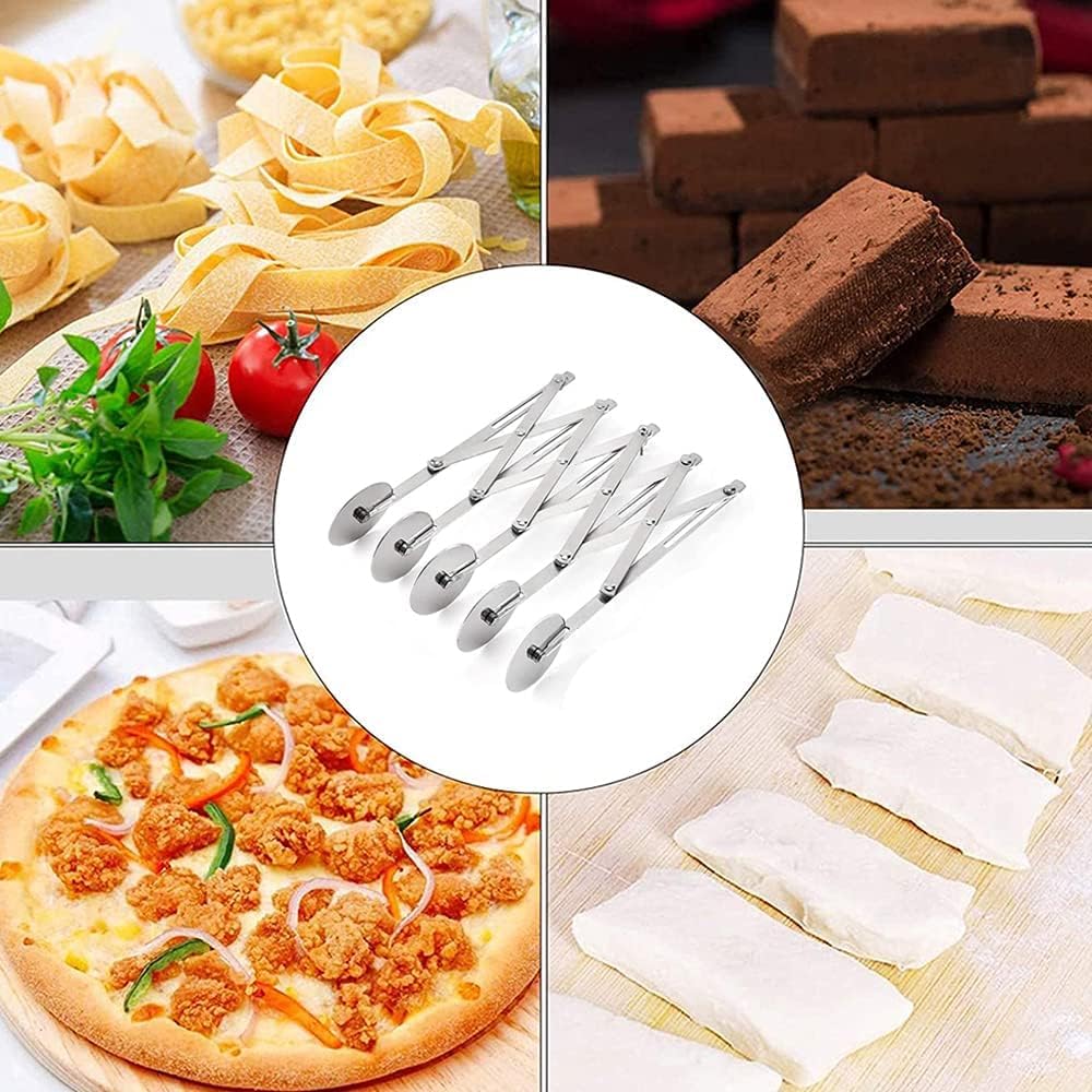Cortador de Masa Acero Inoxidable 5 Ruedas Corta Pizzas Set para Hornear