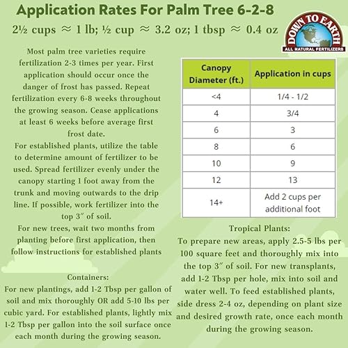 Miniatura 8 de Down To Earth All Natural Fertilizers Mezcla orgánica de palmera 6-2-8, 5 lb