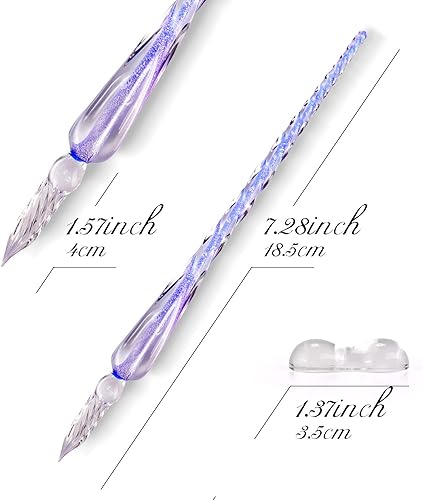 Miniatura 2 de AOKUY Juego de bolígrafos de inmersión de vidrio, bolígrafo de caligrafía, bolígrafo de firma de cristal para arte, escritura, firmas, decoración y