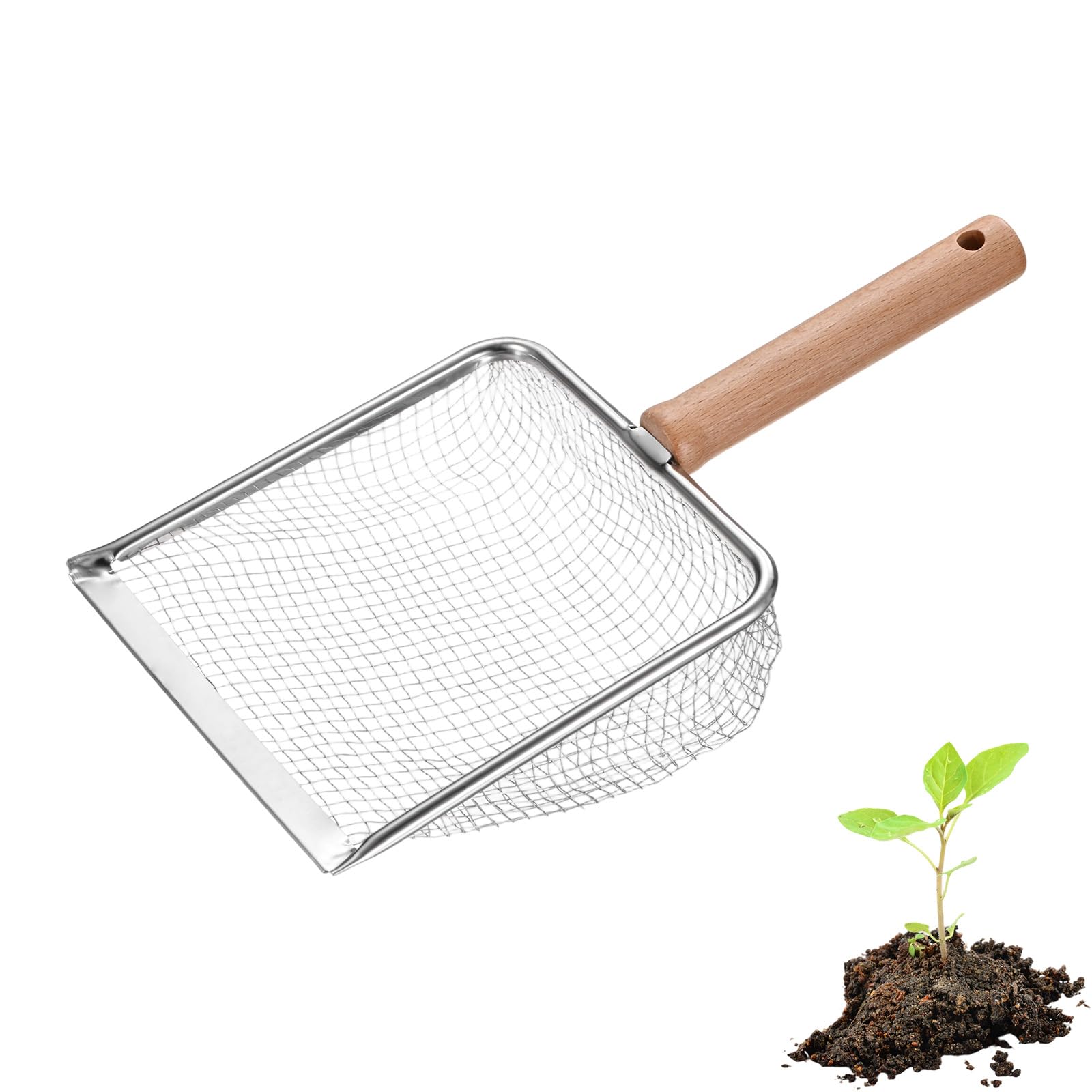 M METERXITY 1-Pack Gardening Soil Sifter 4.3 mm Mesh Stainless Steel