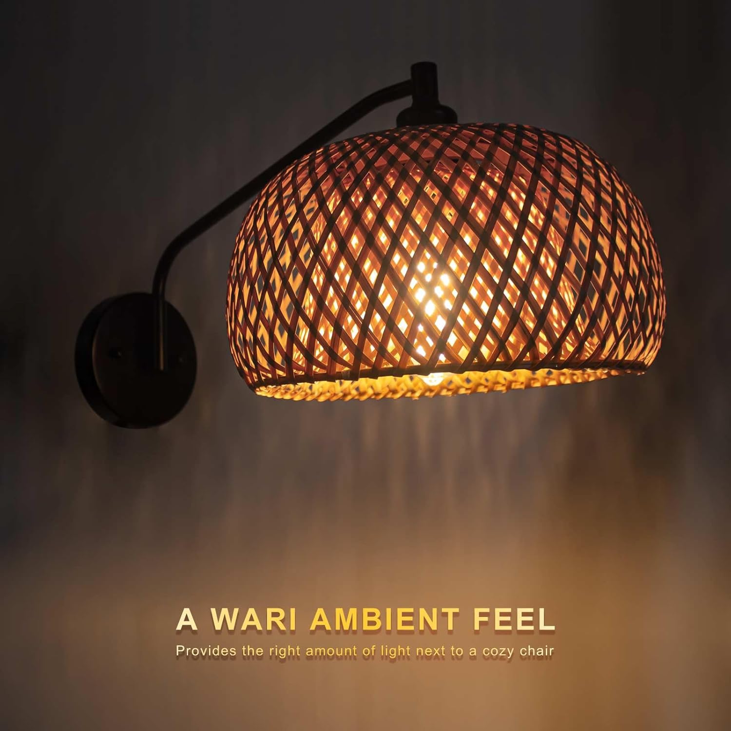 EE Eleven Master Natural Rattan Wall Sconce, Mini Bamboo Wall Light Fixture, Handmade Boho Rattan Light, Farmhouse Light Fixtures for Bedroom Kids Room Hallway Corridor