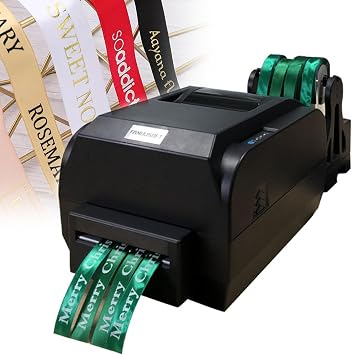 4 Row Satin Ribbon Printing Machine for Gift Wrapping, Label Printer Foil Stamping Printing Machine 12-20mm Width, 200DPI, Supports 50+ Languages