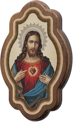 Miniatura 8 de Intercession Sagrado Corazón de Jesús y Virgen María - Obra de arte enmarcada, juego de 2 piezas