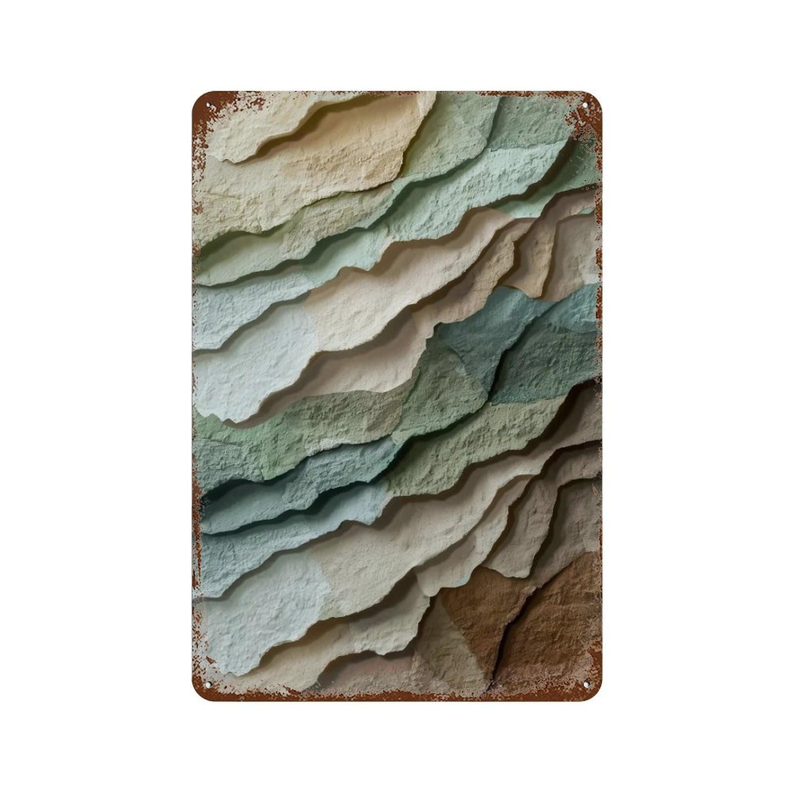 WUJHGRSG Earth Tone Papercut Wavy Layered Terrain 01 Wall Art Retro Iron Vintage Metal Tin Sign Poster Modern Decor for Home Cofffee Club Bar Shop Style 30x20cm
