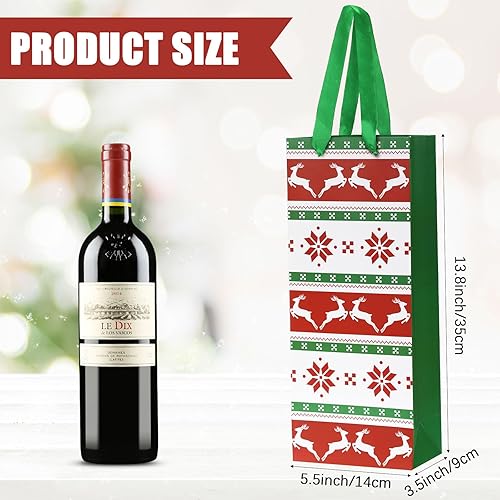 Miniatura 2 de Blulu 12 bolsas para botellas de vino de Navidad con papel de seda, bolsas de regalo de vino de Navidad, bolsas de vino de papel de Navidad, bolsas