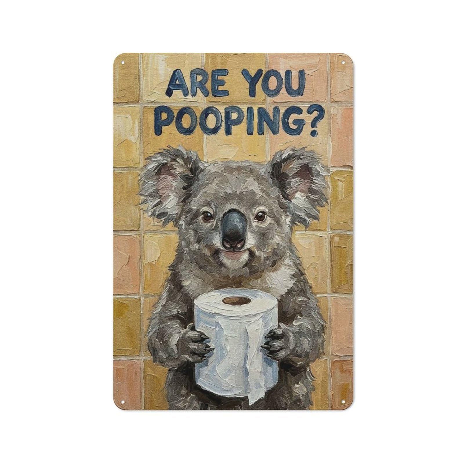 Junmoney Style-24 Country Style Kitchen Metal Sign 30X20cm Featuring Koala With Toilet Paper Painting, Diner Style Decor For Kitchen, Cafe, Pantry Or Dining Room