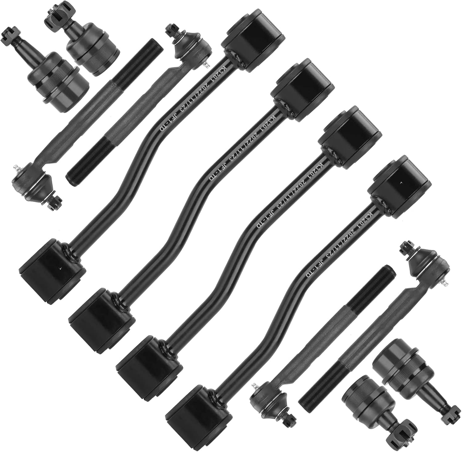 Front Outer Tie Rods + Front & Rear Sway Bars + Upper Lower Ball Joints Suspension Kit Compatible with 1999-2004 Jeep Grand Cherokee (12pc)