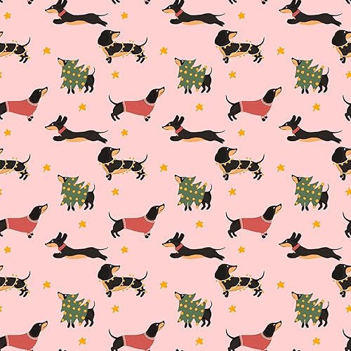 Bonito papel de regalo de perro salchicha rosa grueso papel de regalo para Navidad decoración de fiesta de Navidad rollo de 6 pies x 30 pulgadas