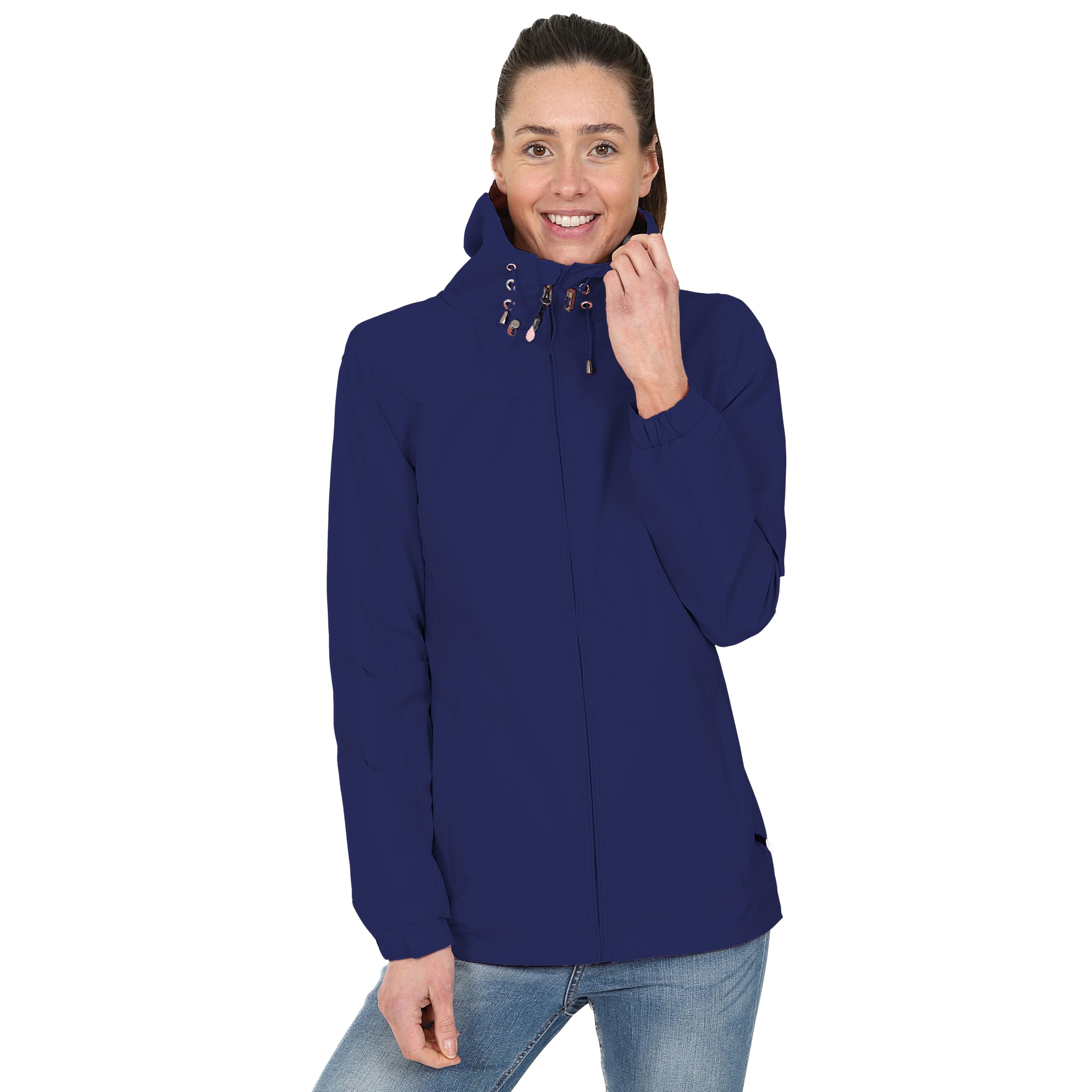 Blu Apparel Veste de pluie imperméable à capuche coupe-vent pour femme