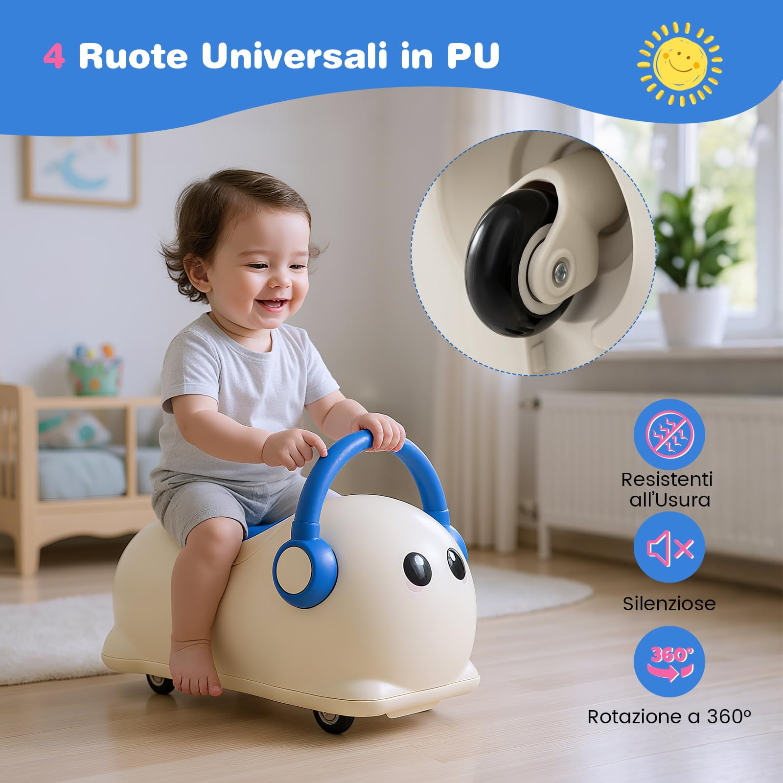 COSTWAY 3 in 1 Cavallo a Dondolo per Bambini con Spazio Nascosto | Dondolo Cavalcabile con Ruote Scorrevoli e Tavola di Equilibrio Rimovibile, Regalo per Bambini 1-3 Anni