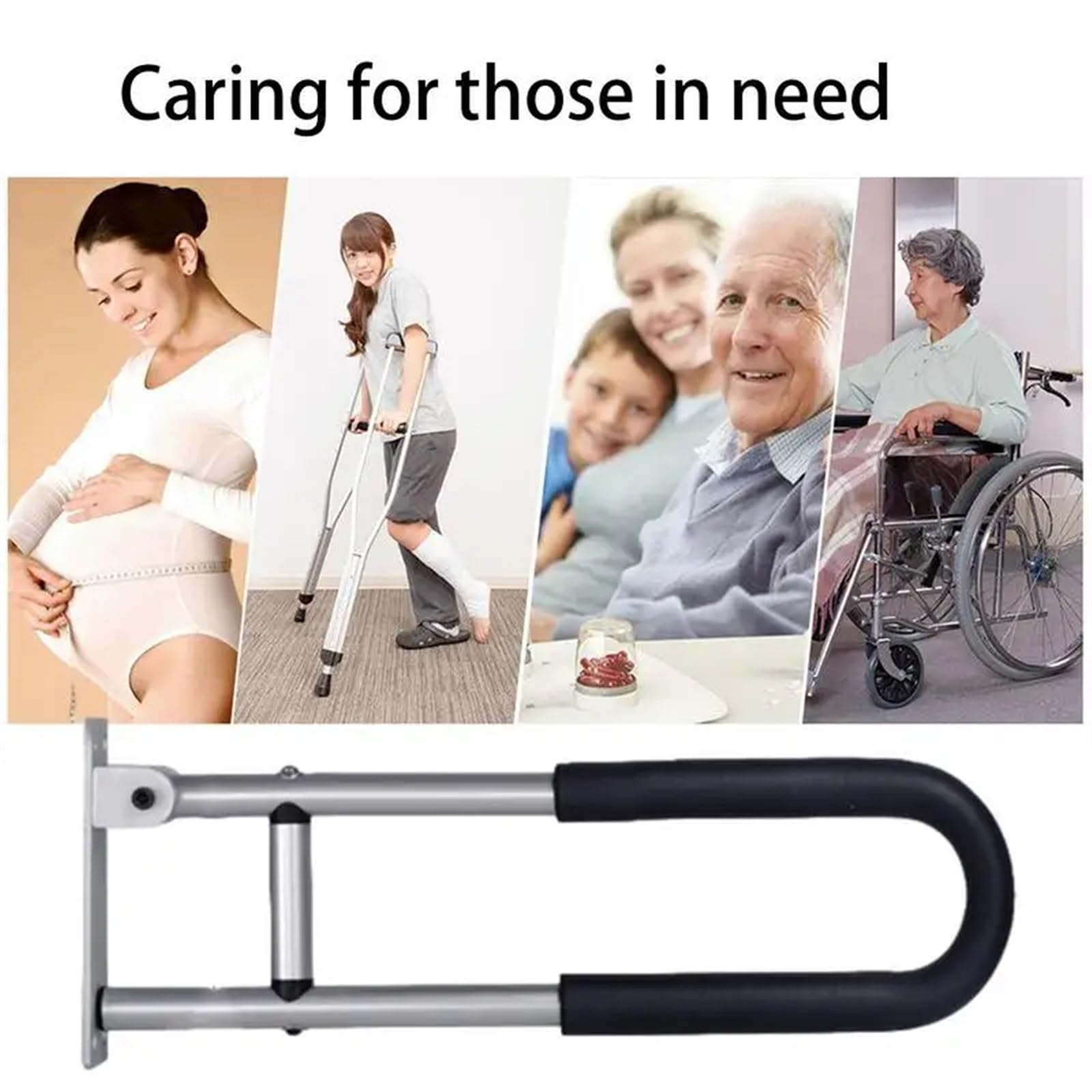Barra abatible para baño y aseo Barras for discapacitados for baño Barra de agarre aleación aluminio resistente Riel soporte abatible en forma U for personas(C)