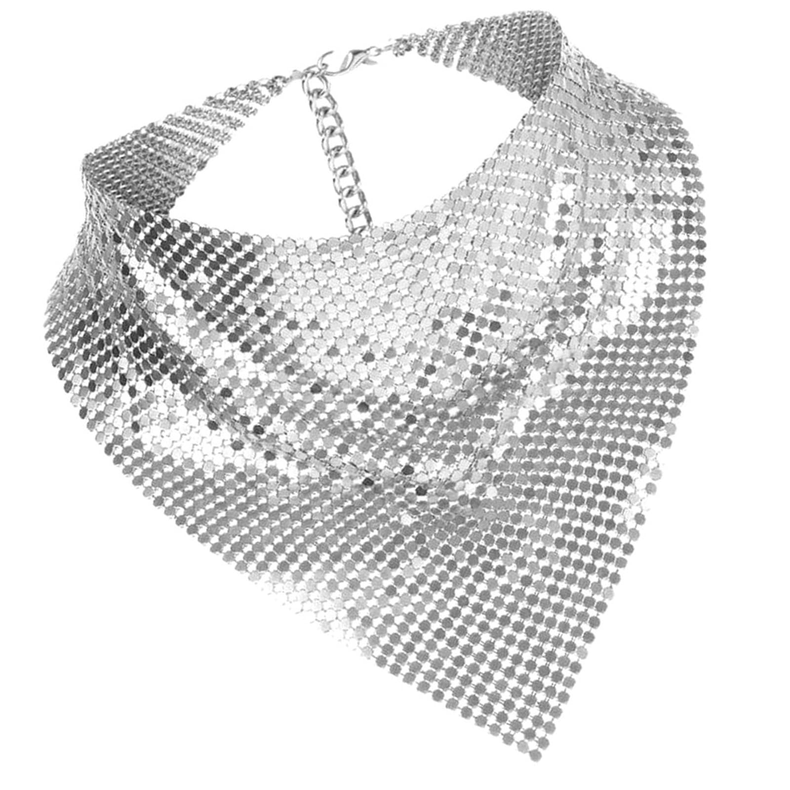 Bandana testa, Bandana francese, Sciarpa bandana scintillante for sciarpe da collo metalliche punk da festa for cravatte da donna alla moda for costumi da club