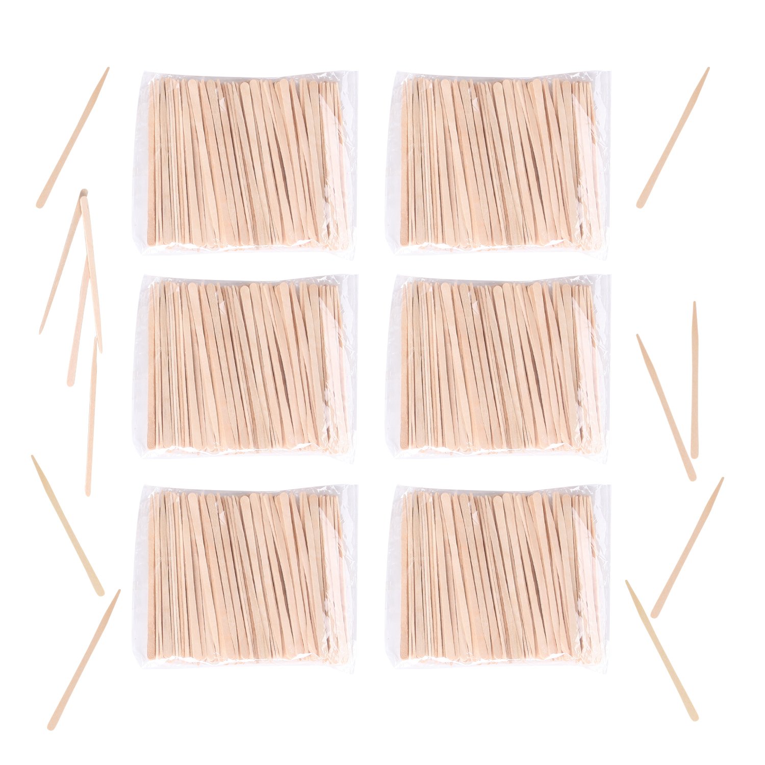 Senkary 600 varillas de cera de madera, pequeñas varillas aplicadoras de cera, espátulas de cera de madera para eliminación de cabello, cejas y nariz (sin mango)